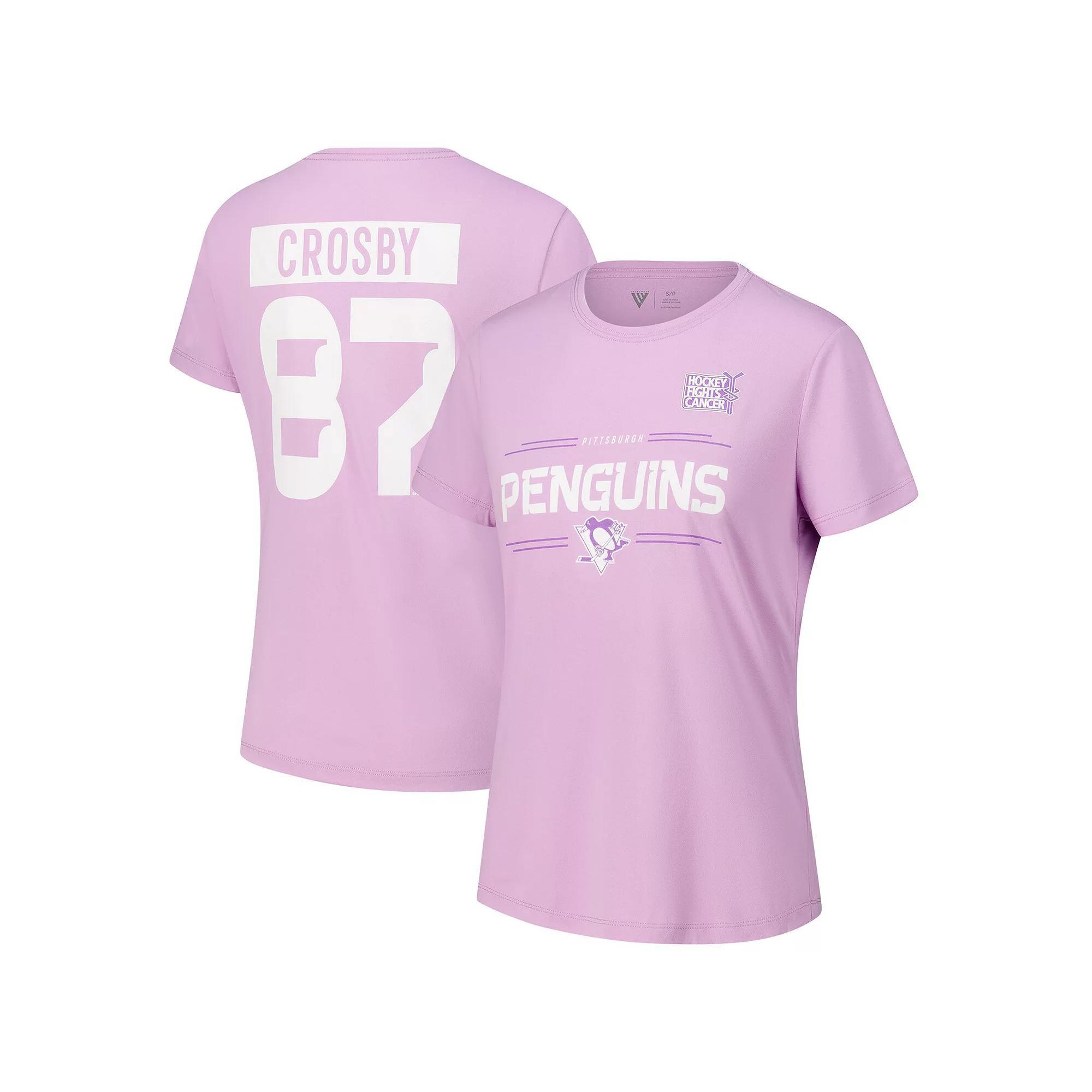 Womens Levelwear Sidney Crosby Lavender Pittsburgh Penguins Hockey Fights Cancer Anthem Name & Number T-Shirt Product Image