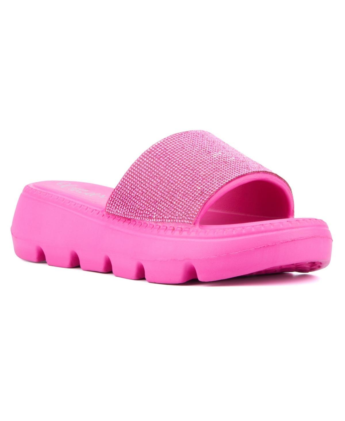Olivia Miller Women's Glitter Gaze Slide Sandals, Size: 9, Pink Product Image