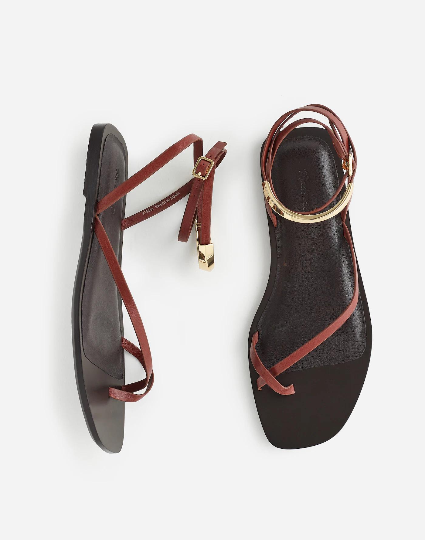The Vira Bangle Ankle-Wrap Sandal in Leather Product Image