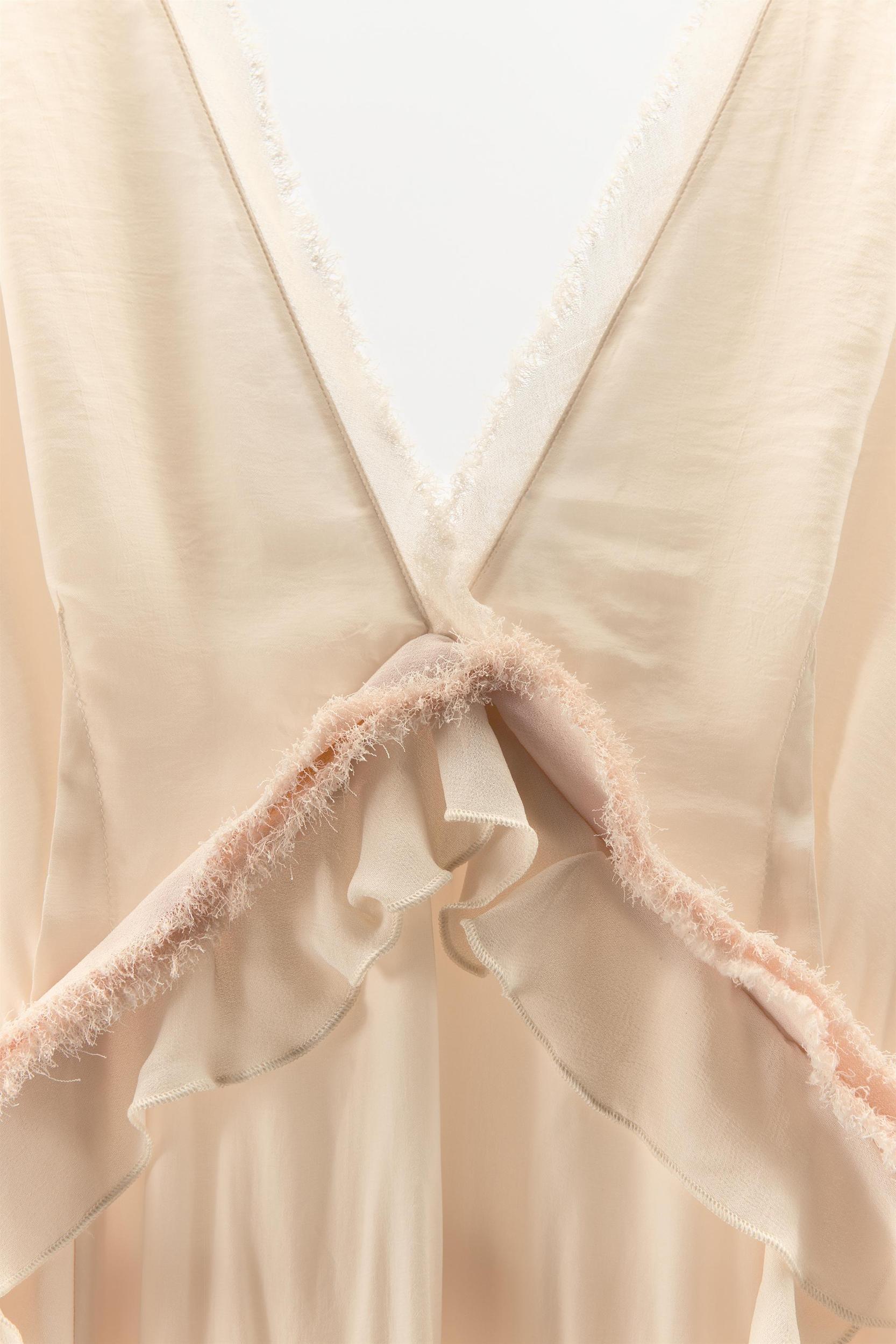 RUFFLED FRAYED MIDI DRESS Product Image