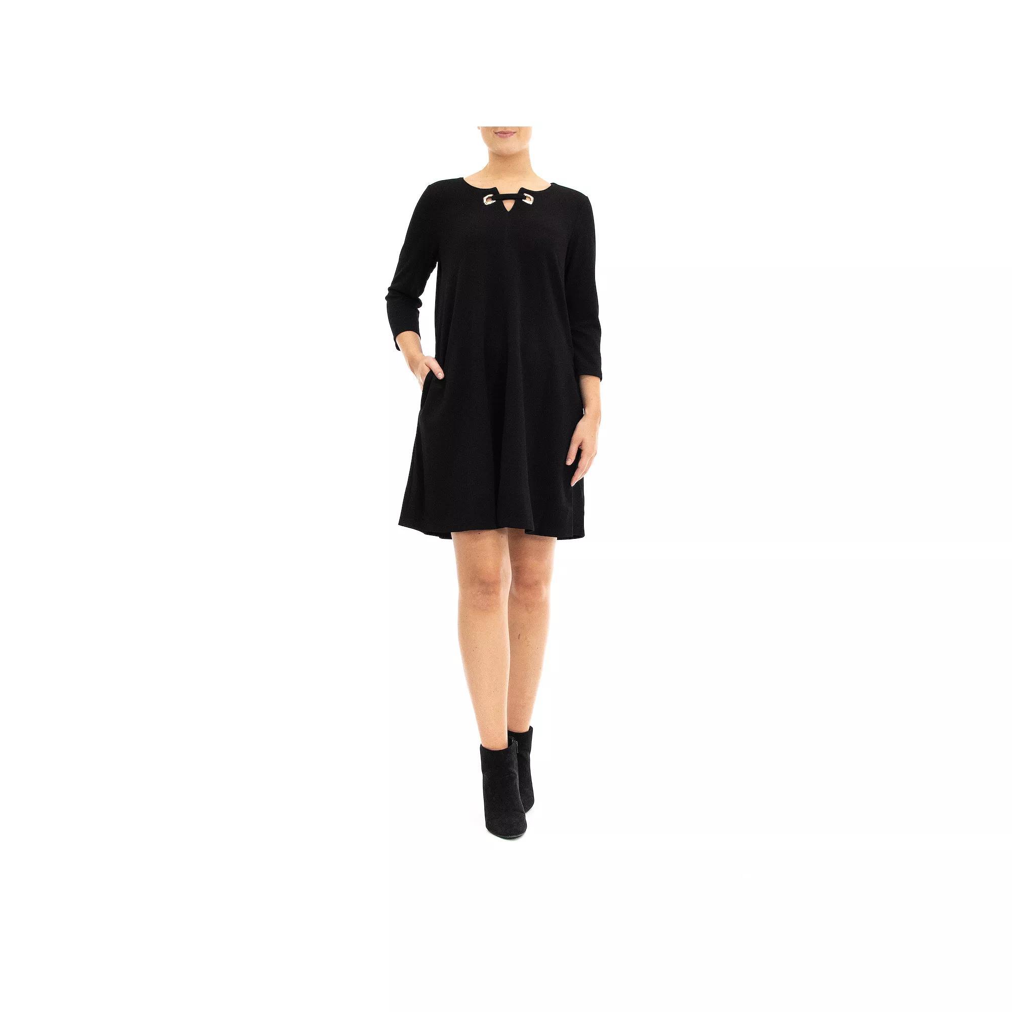 Women's Nina Leonard Trapeze Dress, Size: Medium, Black Product Image
