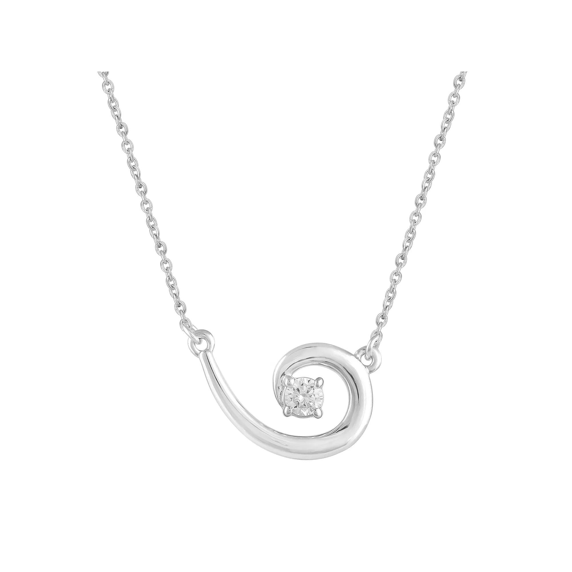 Royal Aura Sterling Silver 1/10 Carat T.W. Diamond Spiral Necklace, Women's, Size: 18" Product Image