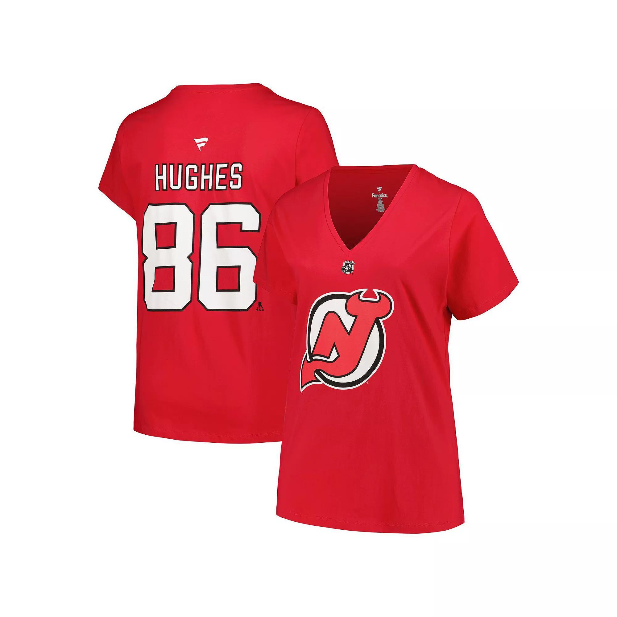 Women's Fanatics Branded Jack Hughes Red New Jersey Devils Plus Size Name & Number T-Shirt, Size: 4XL, Nhl Red Product Image