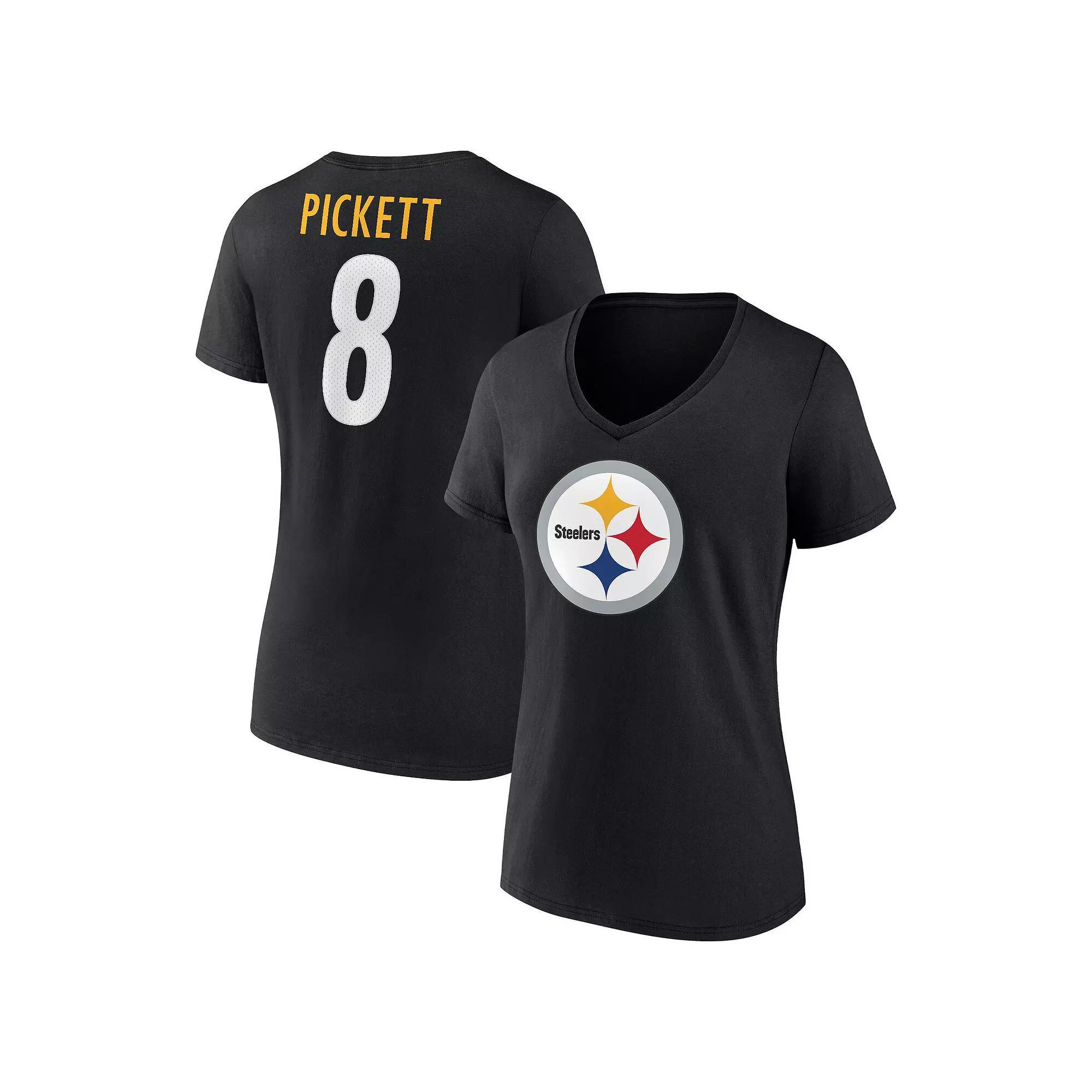 Women's Fanatics Branded Kenny Pickett Black Pittsburgh Steelers Player Icon Name & Number V-Neck T-Shirt, Size: Large Product Image