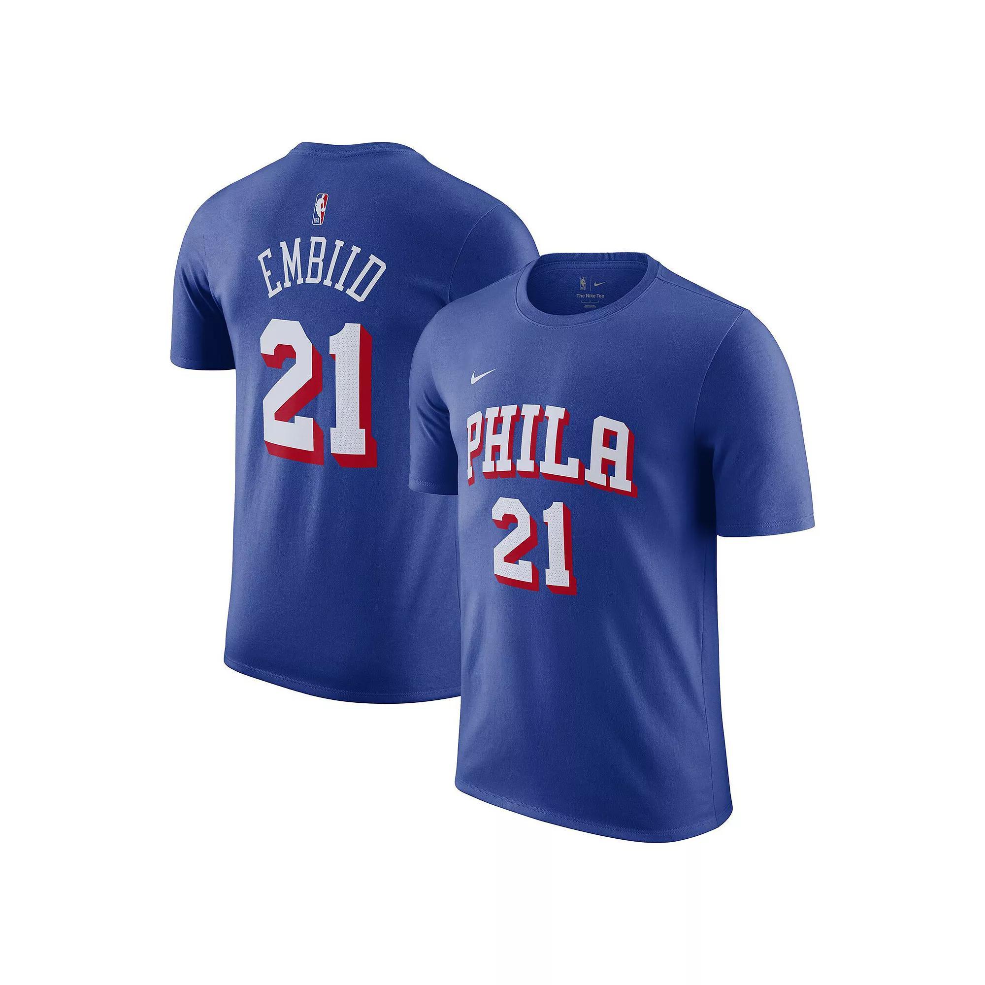 Men's Nike Joel Embiid Royal Philadelphia 76ers Name & Number T-Shirt, Size: Small, 76r Blue Product Image