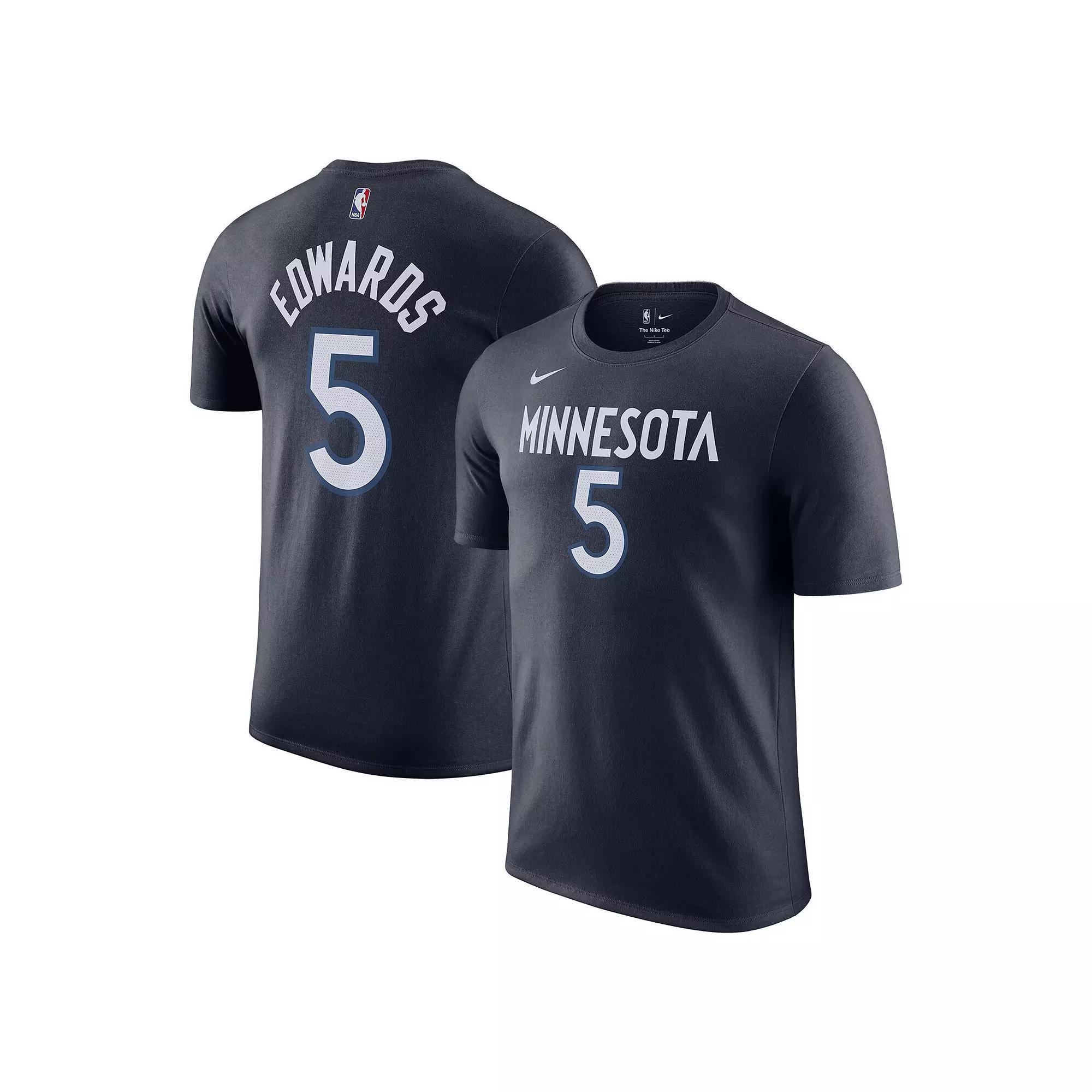 Men's Nike Anthony Edwards Navy Minnesota Timberwolves Icon 2022/23 Name & Number T-Shirt, Size: Small, Blue Product Image