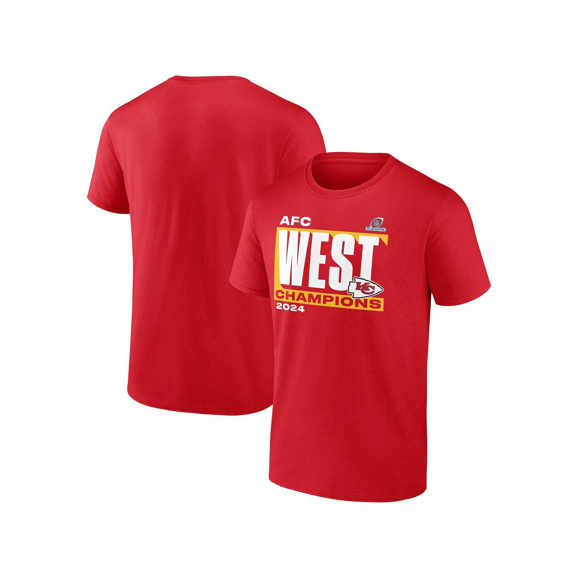 Men's Fanatics Red Kansas City Chiefs 2024 AFC West Division Champions Conquer T-Shirt, Size: XL Product Image
