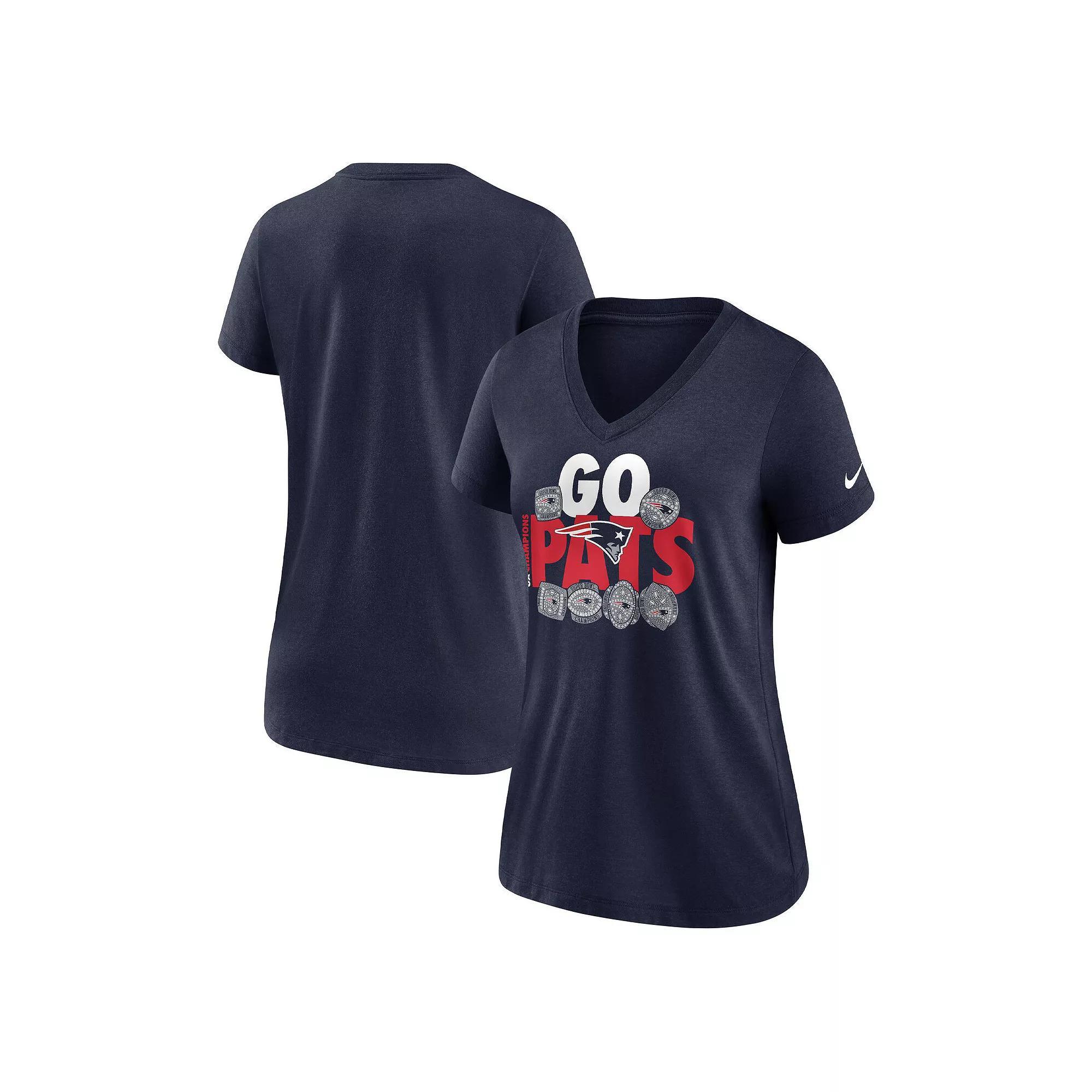 Women's Nike Navy New England Patriots Hometown Collection Tri-Blend V-Neck T-Shirt, Size: XL, Blue Product Image
