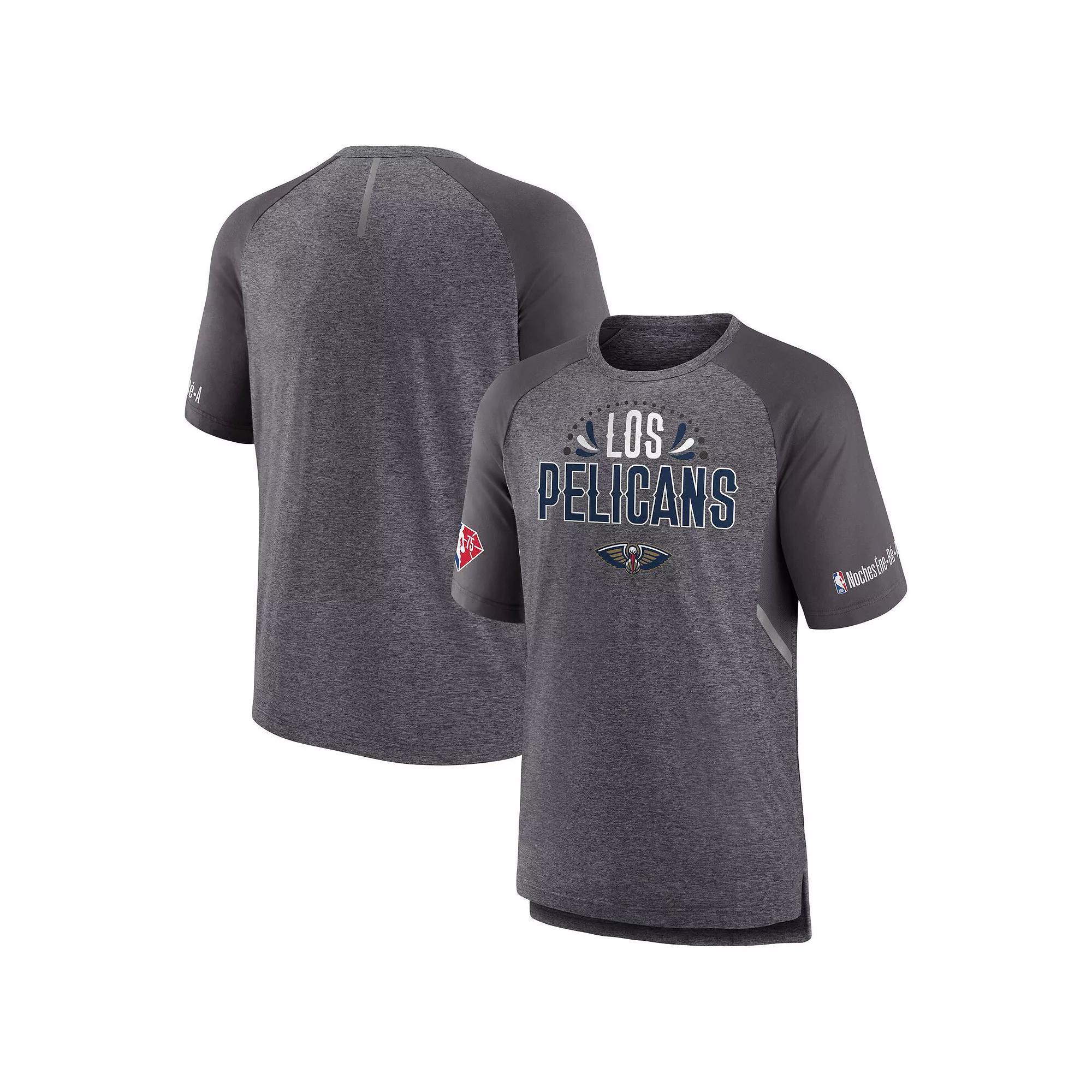 Men's Fanatics Branded Heathered Gray Orlando Magic 2022 Noches Ene-Be-A Core Shooting Raglan T-Shirt, Size: Medium, Mag Grey Product Image