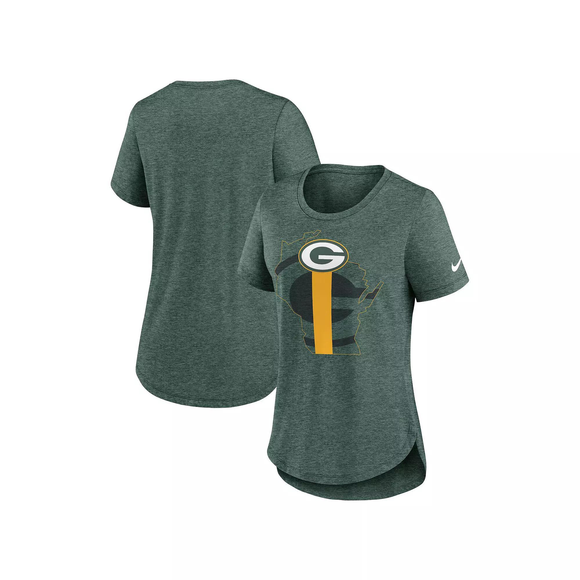 Womens Nike Heather Bay Packers Local Fashion Tri-Blend T-Shirt Product Image
