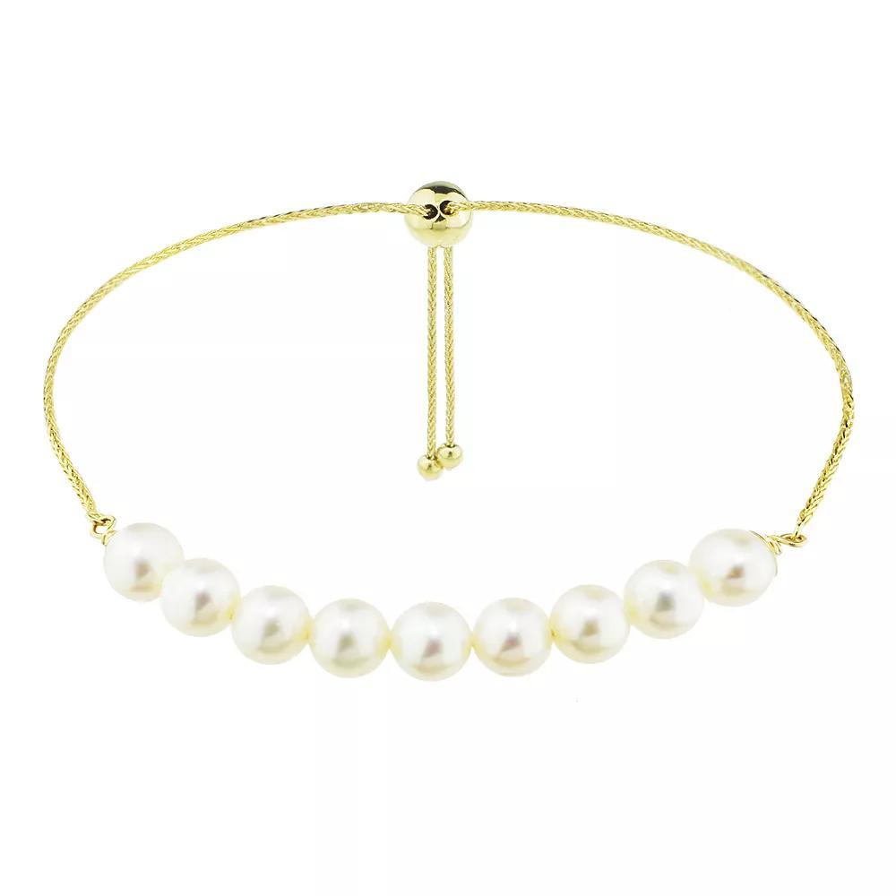 Jewelmak 14k Gold Freshwater Cultured Pearl Curved Bar Lariat Bracelet, Women's, Size: 10.5" Product Image