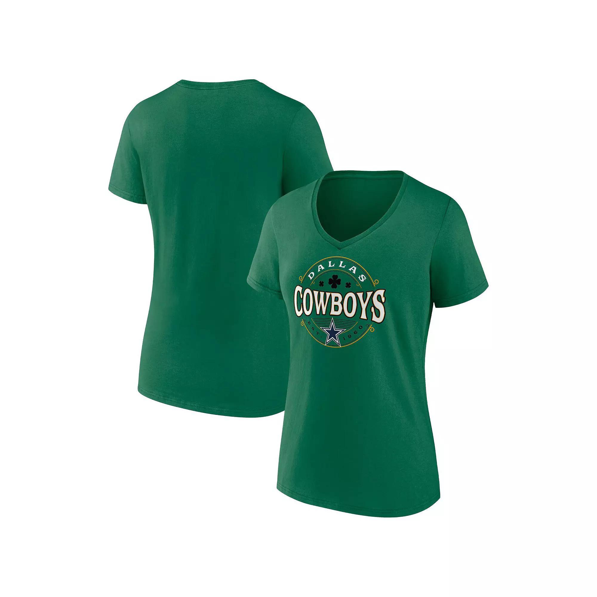 Women's Fanatics Branded Green Dallas Cowboys Lucky Celtic V-Neck T-Shirt, Size: Small Product Image