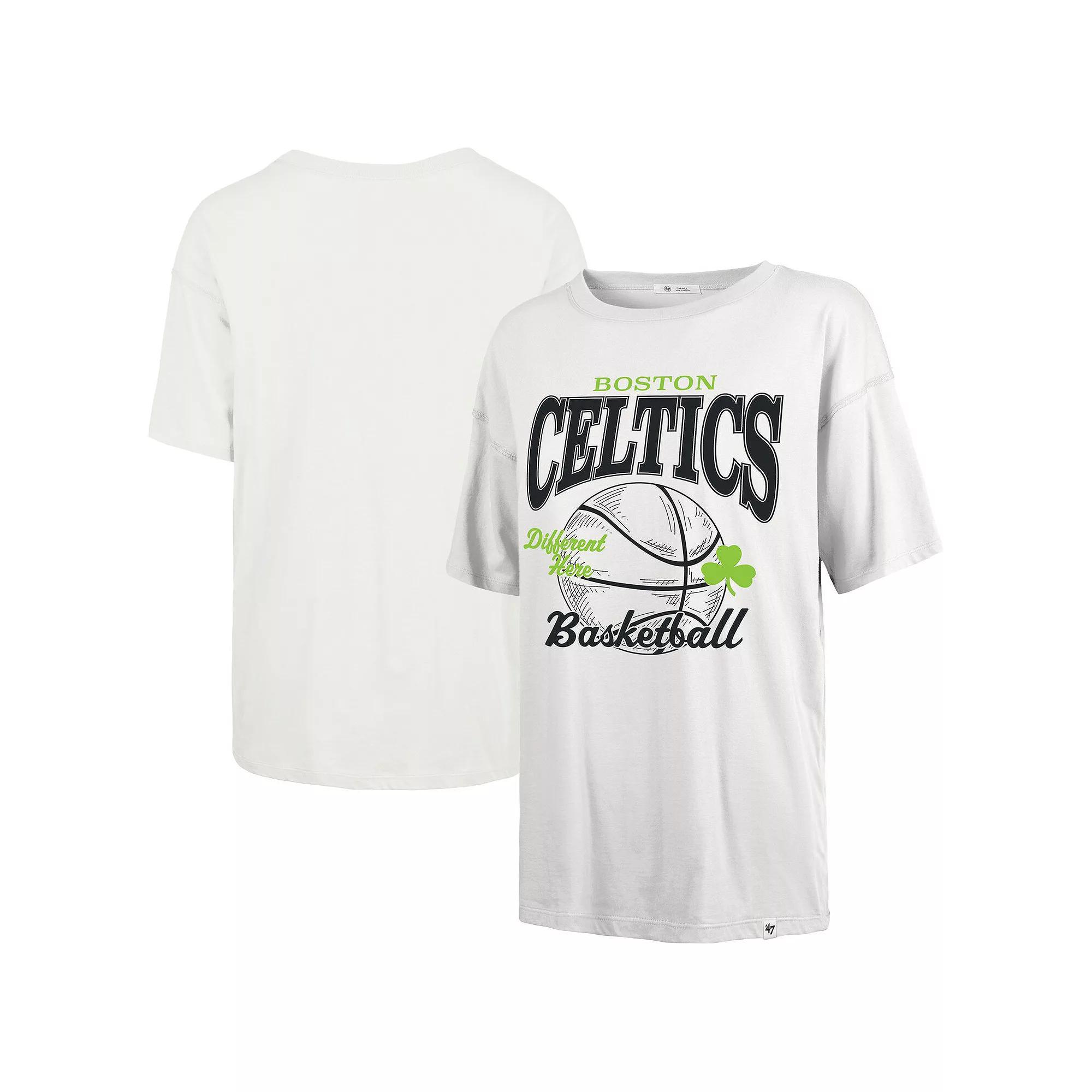 Women's '47  White Boston Celtics City Edition Down Court Sadie T-Shirt, Size: Large Product Image
