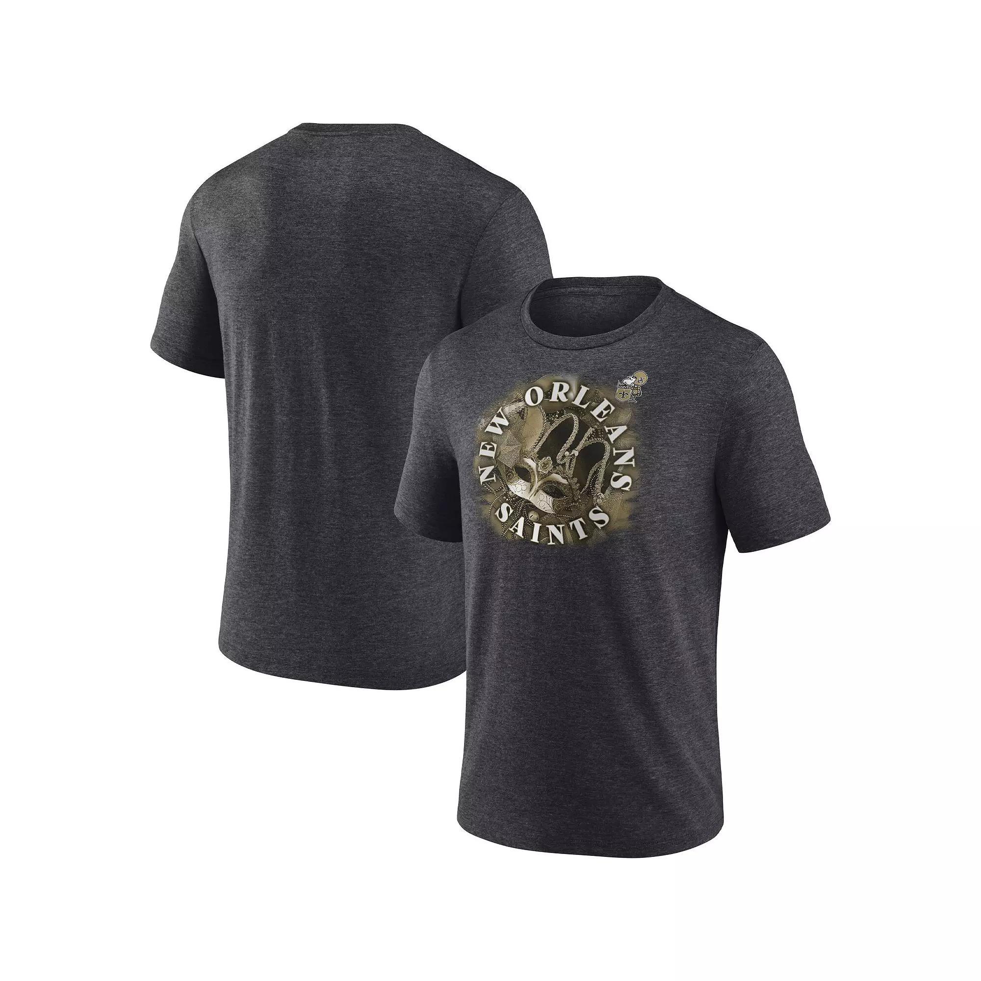 Men's Fanatics Branded Heathered Charcoal New Orleans Saints Sporting Chance Tri-Blend T-Shirt, Size: Small Product Image