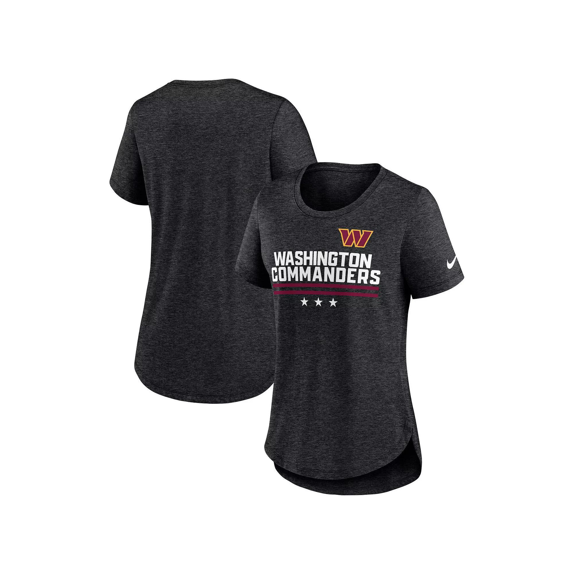 Women's Nike Heather Black Washington Commanders Local Fashion Tri-Blend T-Shirt, Size: XS, Wft Charco Product Image