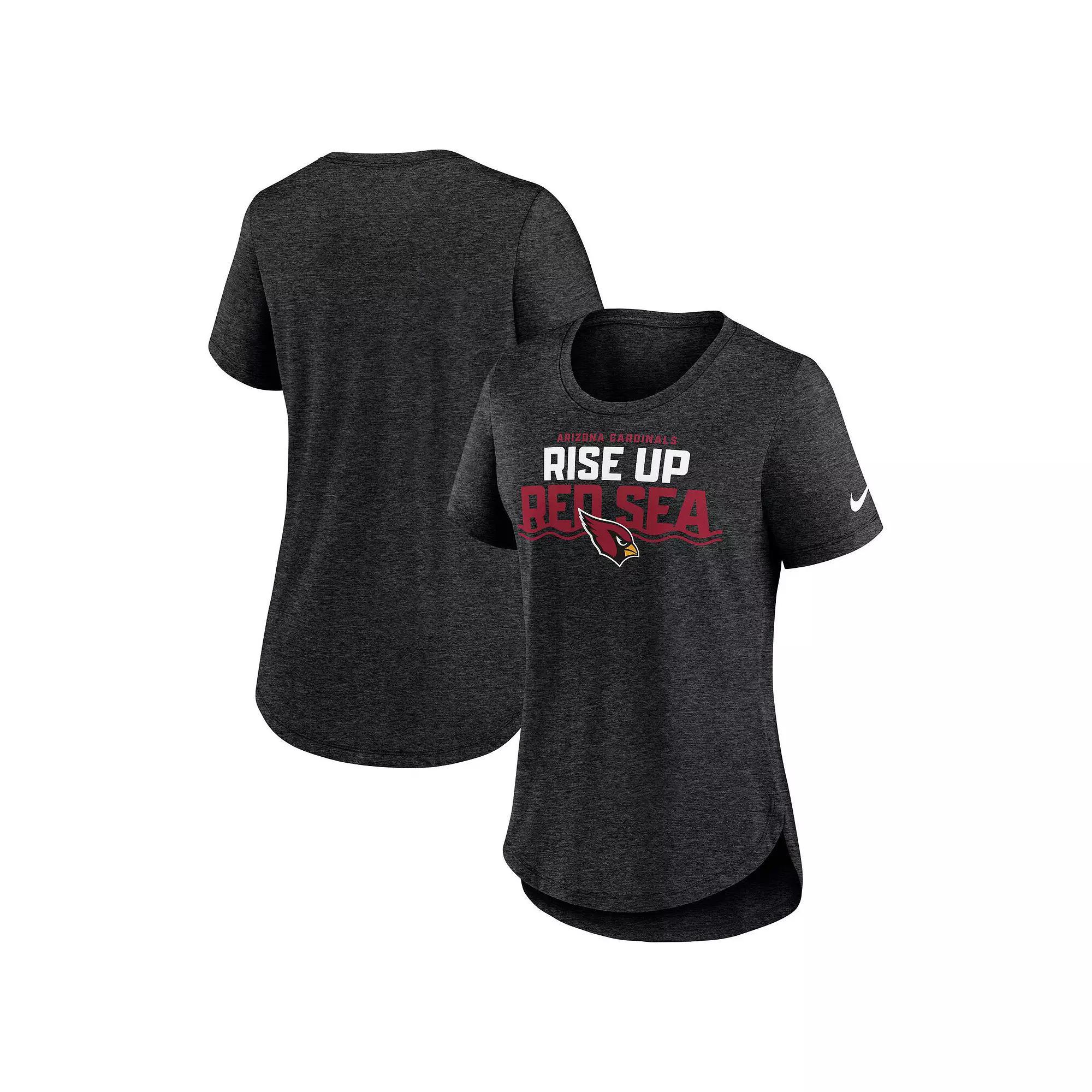 Women's Nike Heather Black Arizona Cardinals Local Fashion Tri-Blend T-Shirt, Size: Medium, Charco Product Image