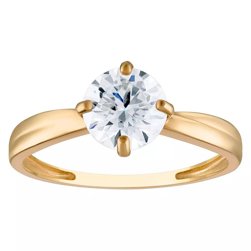 White Lotus 10k Gold 1 3/8 Carat T.W. Lab-Created Moissanite Polished Textured Band Engagement Ring, Women's, Size: 7 Product Image