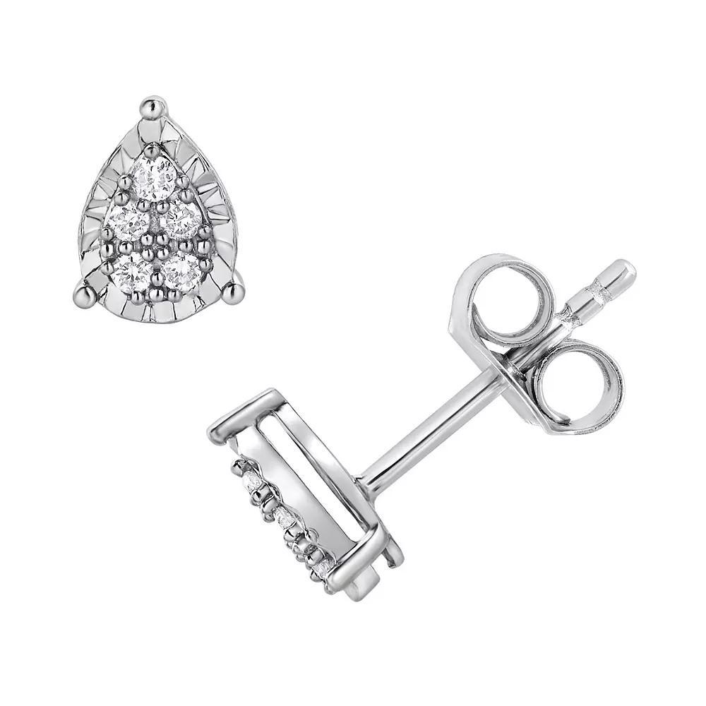 Diamond Brilliance 1/10 Carat T.W. Lab-Grown Diamond Teardrop Stud Earrings, Women's, Silver Tone Product Image