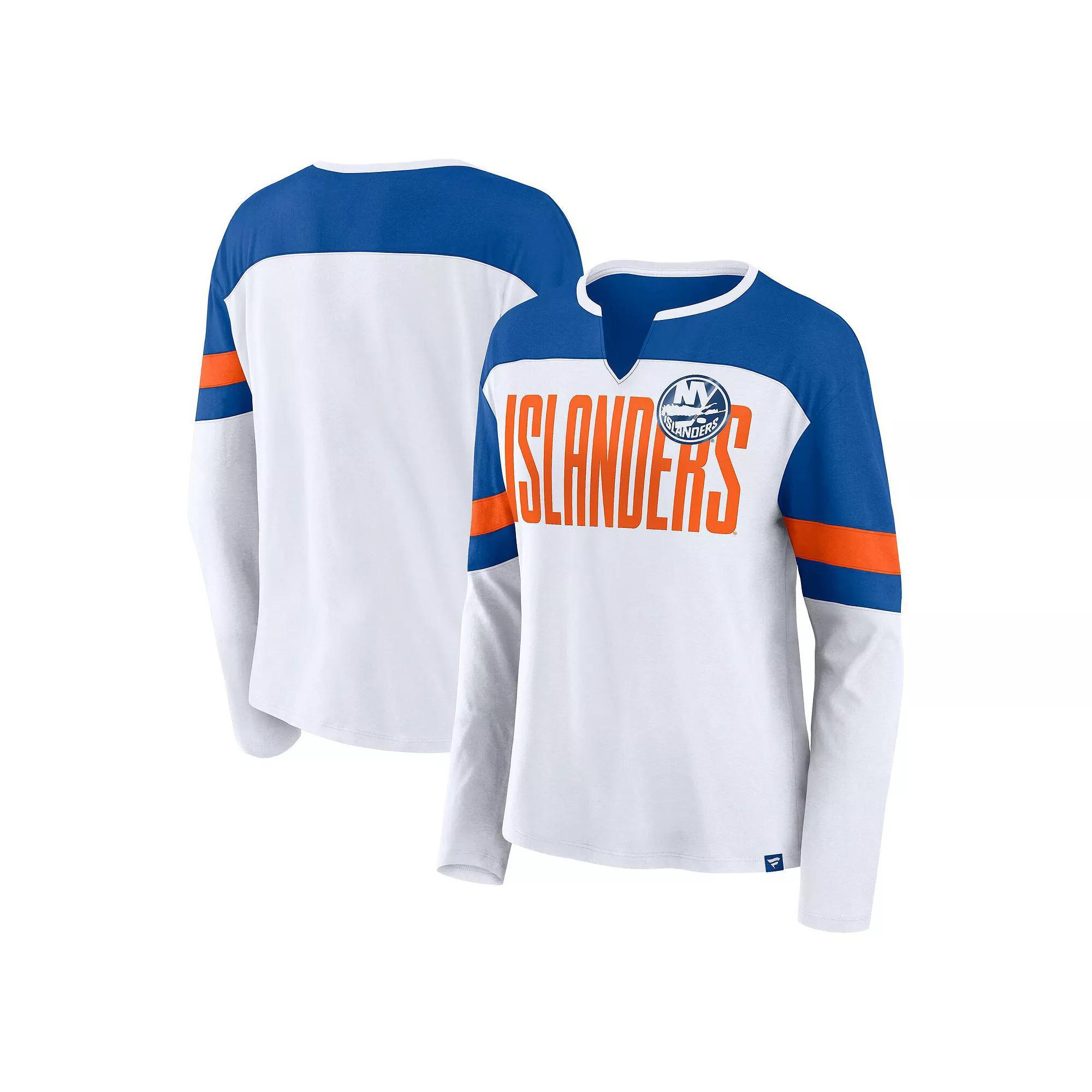 Women's Fanatics White New York Islanders Frozen Long Sleeve Notch Neck T-Shirt, Size: Small, Isl White Product Image