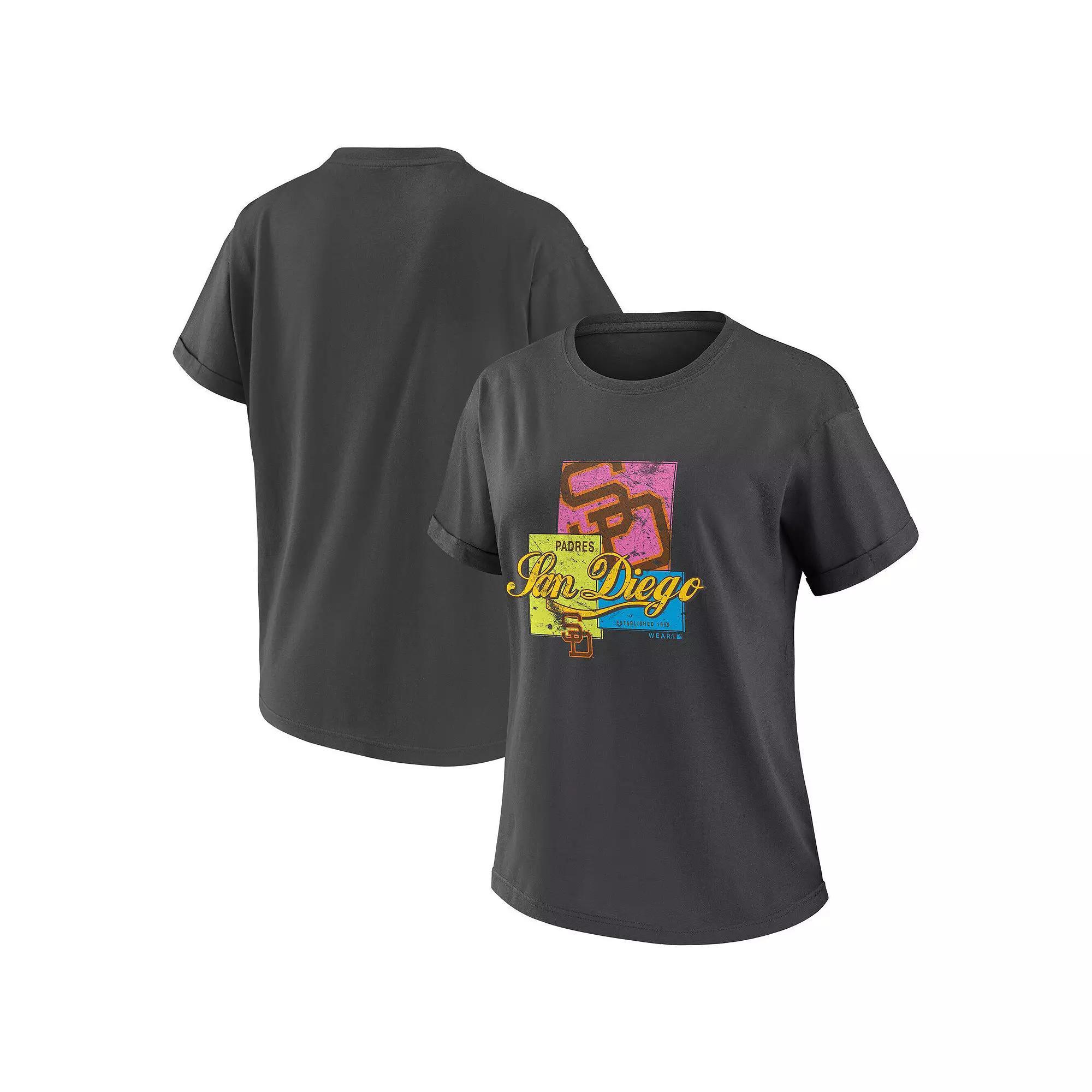 Women's WEAR by Erin Andrews Charcoal Los Angeles Dodgers Domestic Box Color Boyfriend T-Shirt, Size: Large Product Image