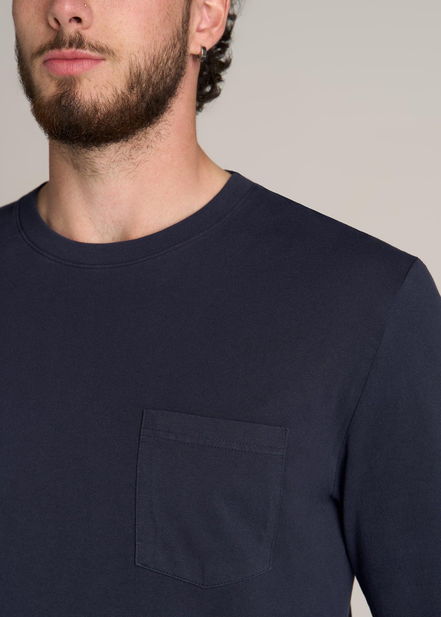 Garment Dyed Long Sleeve Pocket Tall Men's Tee in Evening Blue Product Image