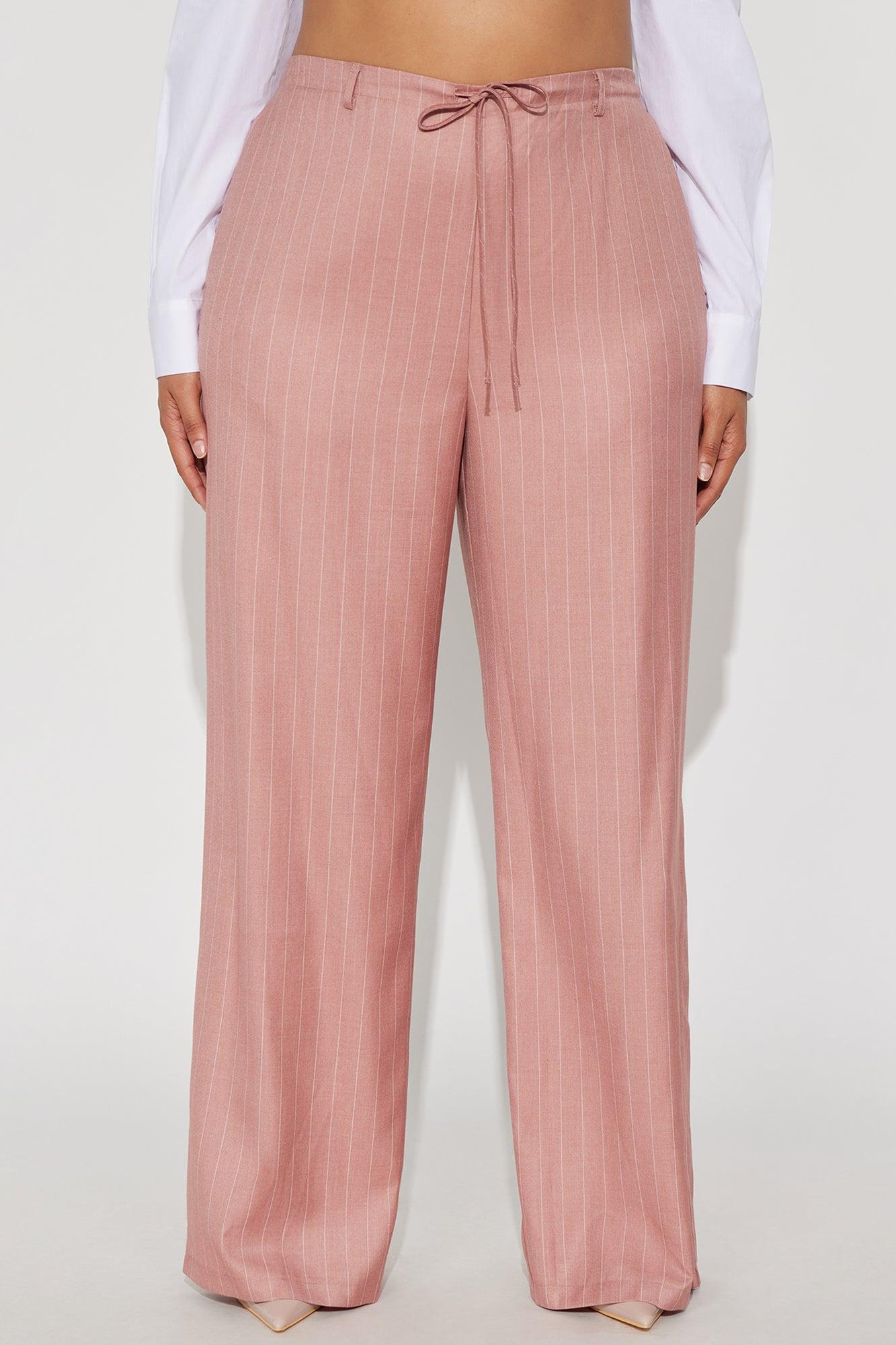 Yessica Pinstripe Wide Leg Trouser - Mauve Product Image