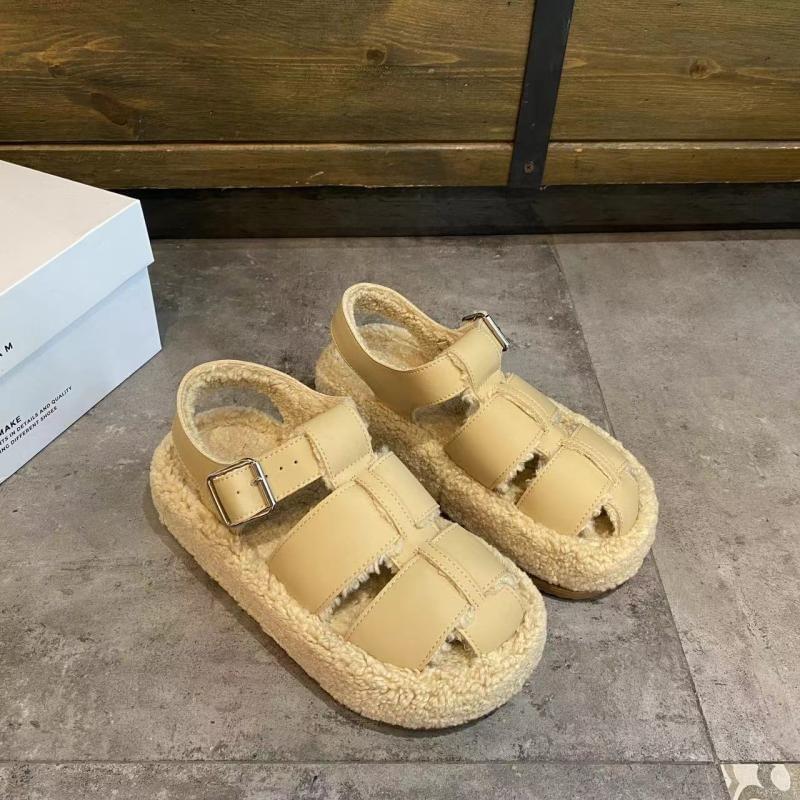 Fleece-Lined Platform Gladiator Sandals Product Image