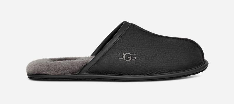 Mens Scuff Leather Mule Slippers w/ Wool Lining Product Image