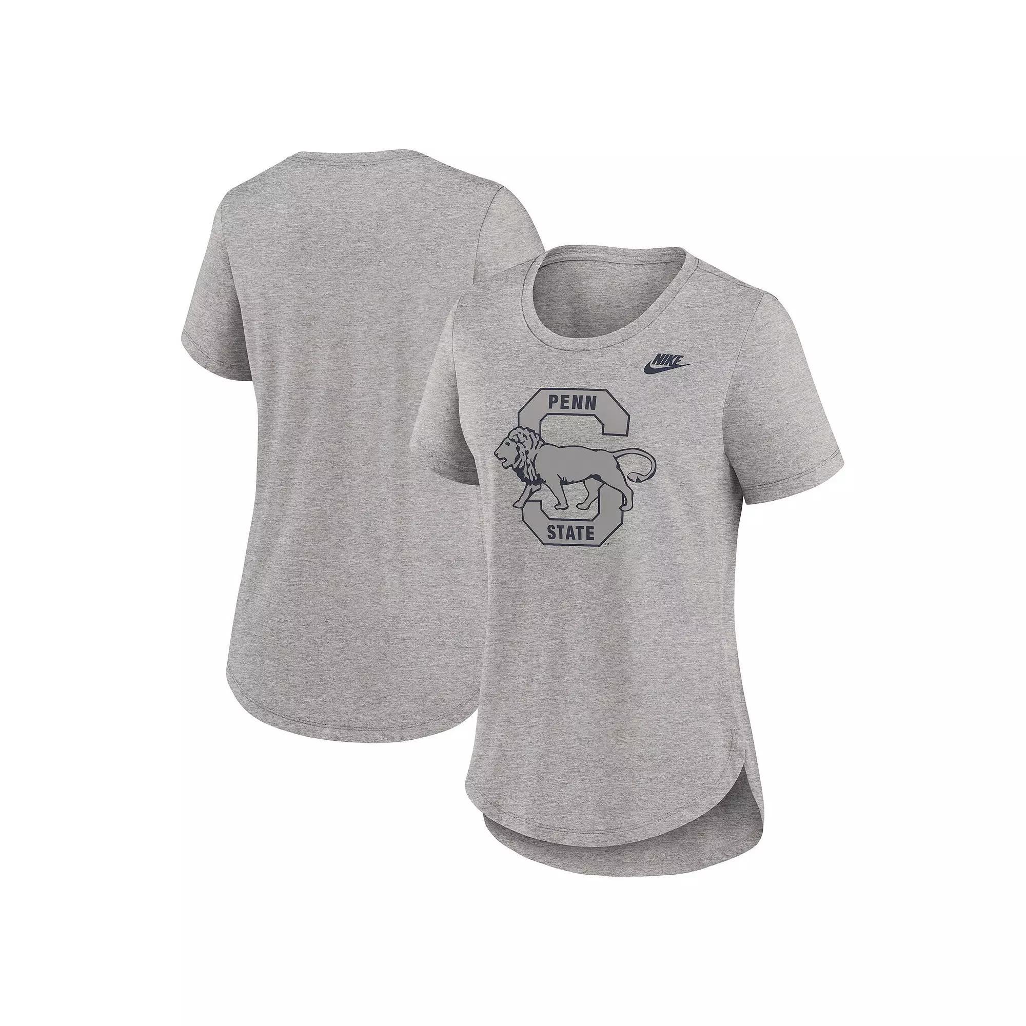 Women's Nike Heather Gray Los Angeles Dodgers Script Tri-Blend T-Shirt, Size: XL, Grey Product Image