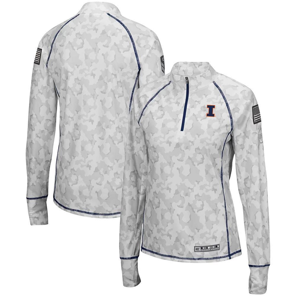 Womens Colosseum Illinois Fighting Illini OHT Military Appreciation Officer Arctic Camo 1/4-Zip Jacket Product Image