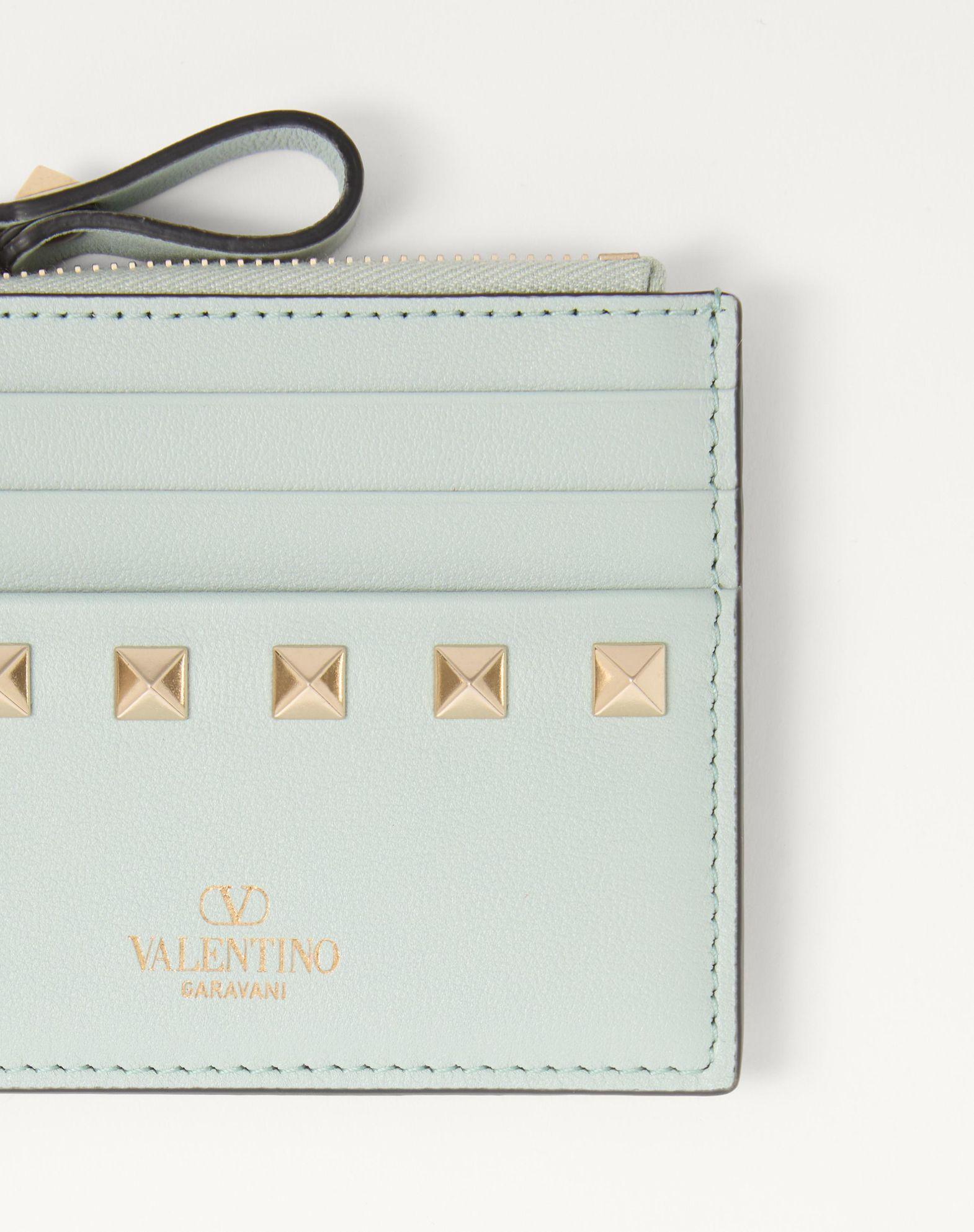 Rockstud Calfskin Cardholder With Zipper Product Image