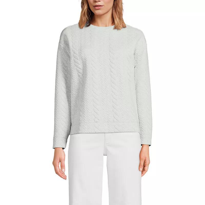 Women's Lands' End Quilted Cable Sweatshirt, Size: XL, Fresh Ivory Product Image