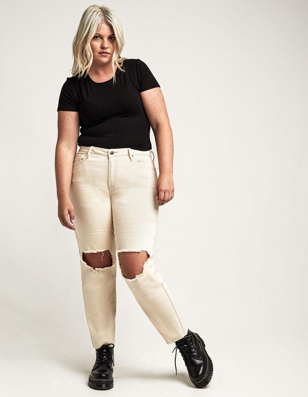 RSQ High Rise Womens Straight Leg Jeans - ECRU Product Image