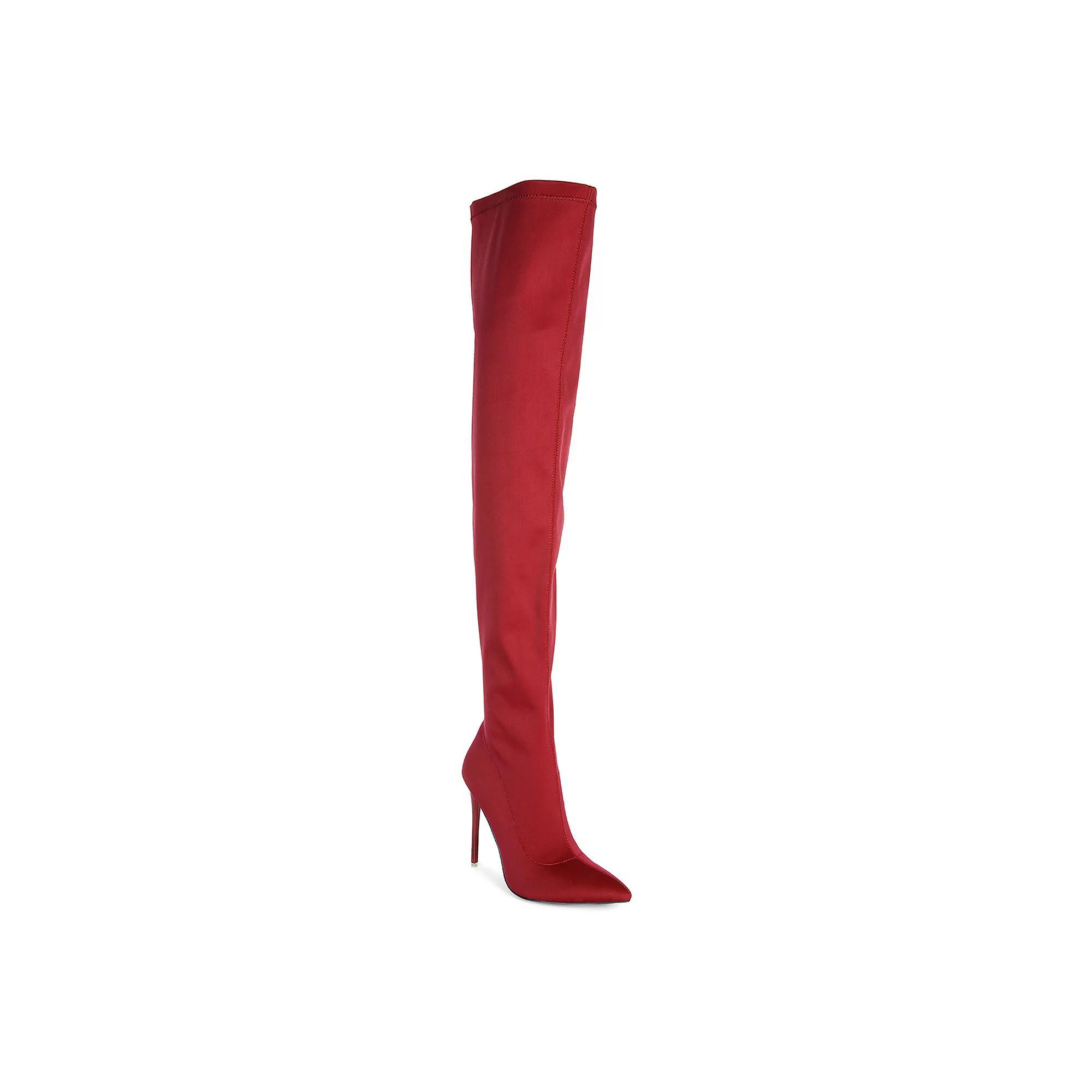 London Rag No Calm Women's Superstretch Knee High Stiletto Boots, Size: 7, Red Product Image