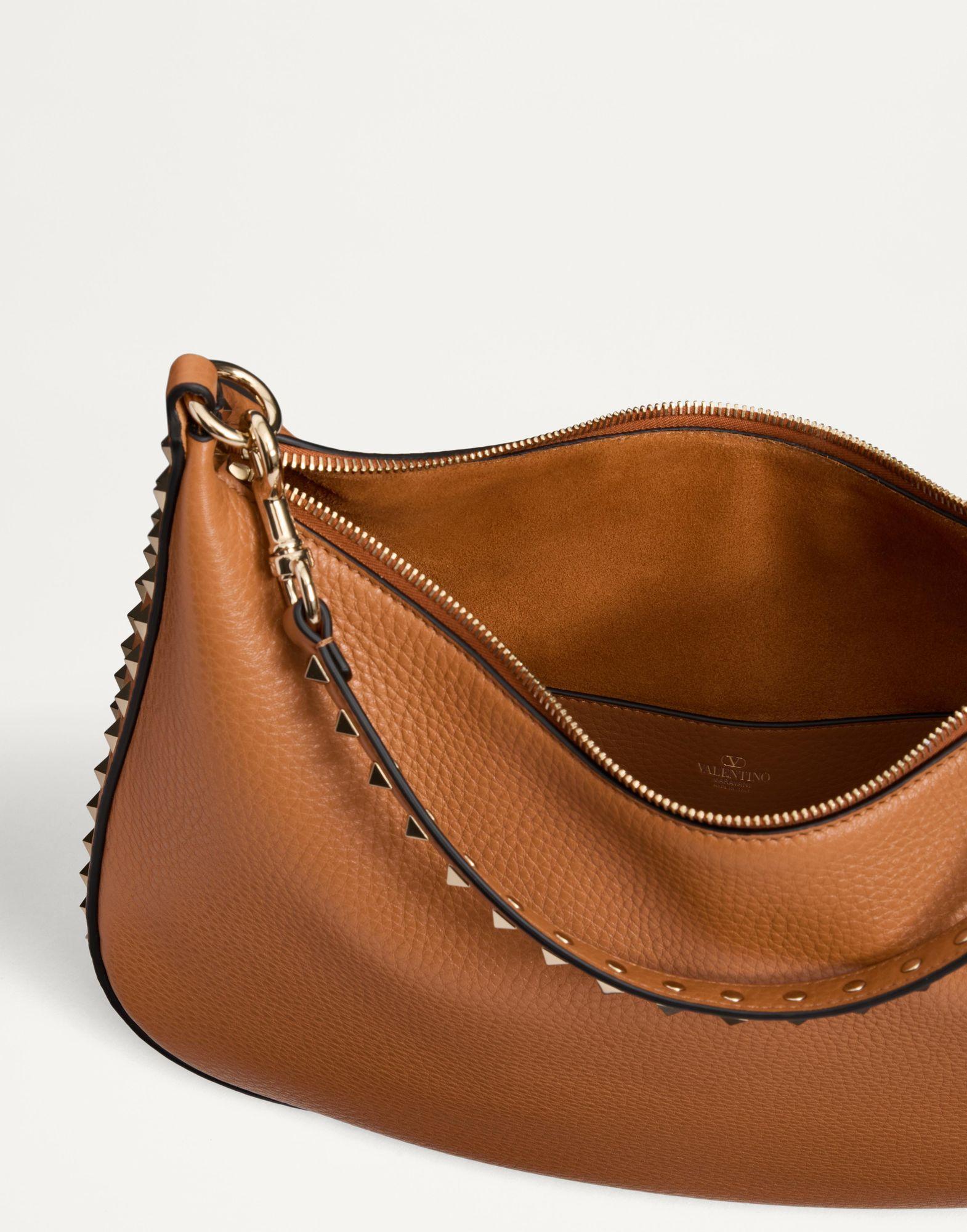 Valentino Garavani Rockstud Hobo Bag In Grainy Calfskin Product Image