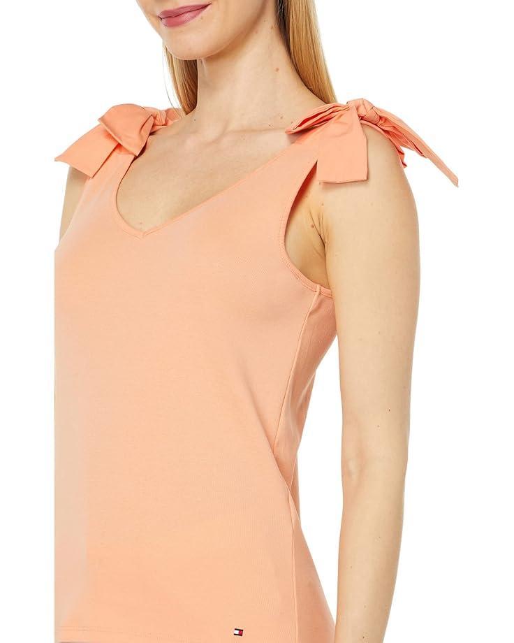 Plus-Size Floral Linen-Blend Jersey Tie-Neck Top Product Image