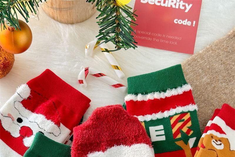 Set of 4 Pairs: Christmas Cartoon Print Socks Product Image