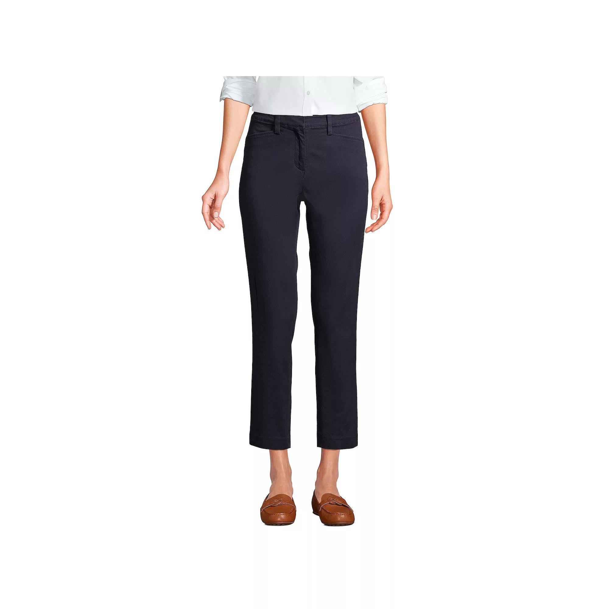 Women's Lands' End Regular Mid Rise Chino Crop Pants, Size: 0, Classic Blue Product Image