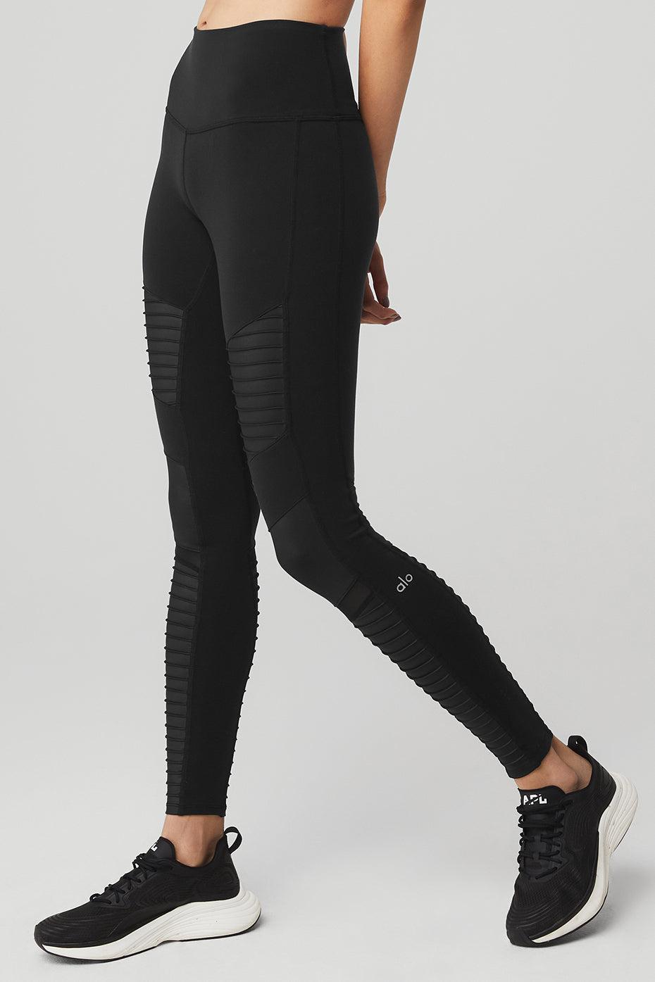 High-Waist Moto Legging - Black/Black Glossy Product Image