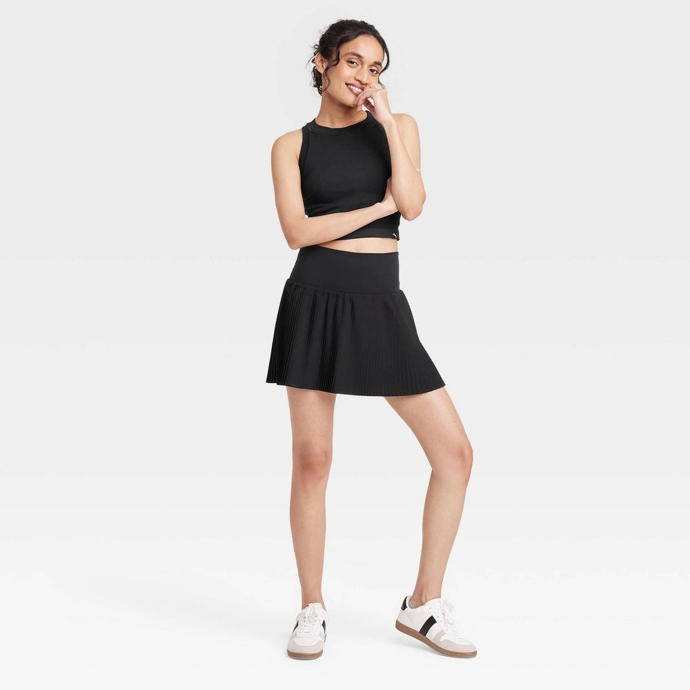 Womens Mini Pleated High-Rise Skort - JoyLab Black XS: Fit, Built-in Shorts, Side & Hidden Pockets, Recycled Polyester Product Image