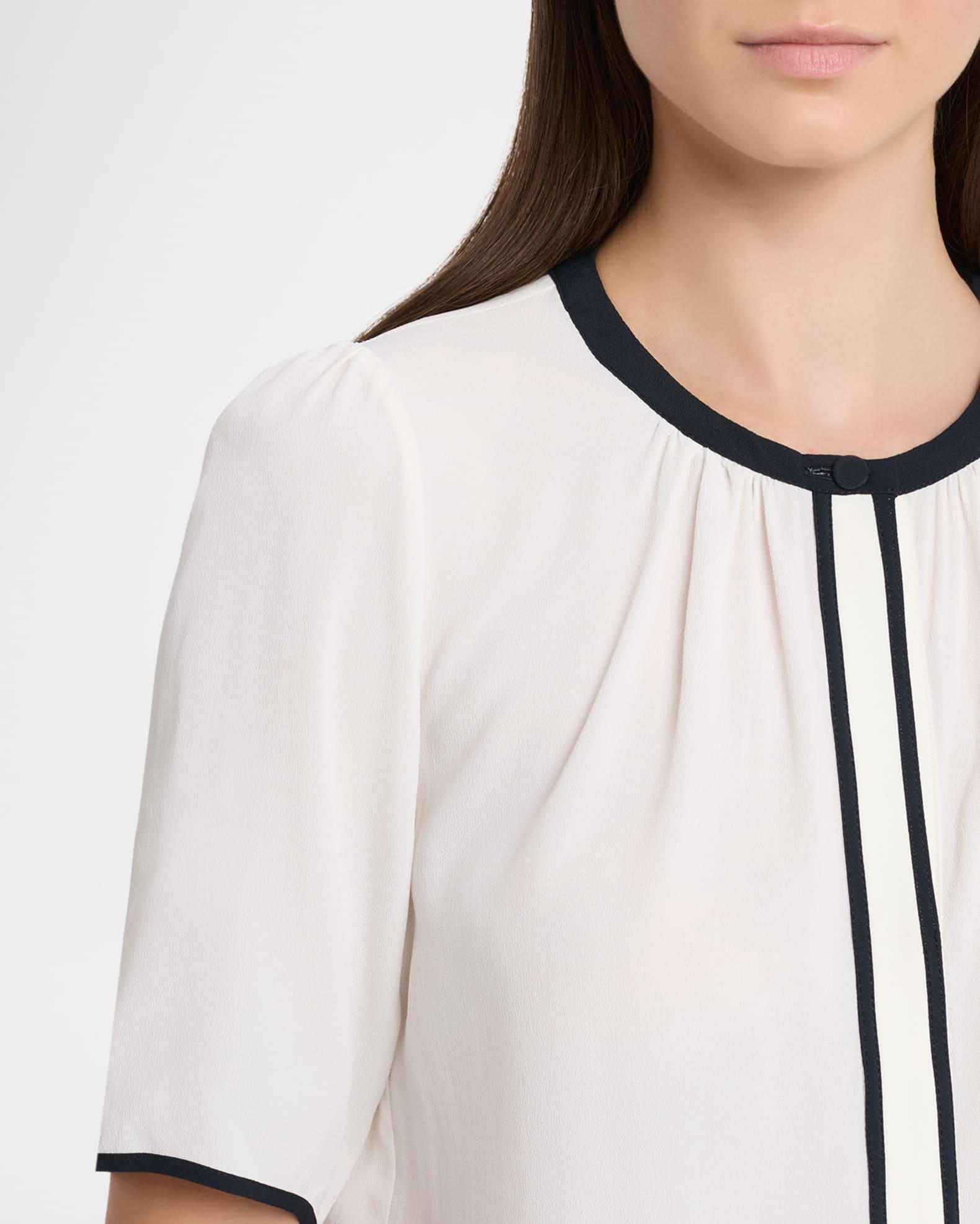 Silk-Blend Blouse with Piping  Product Image