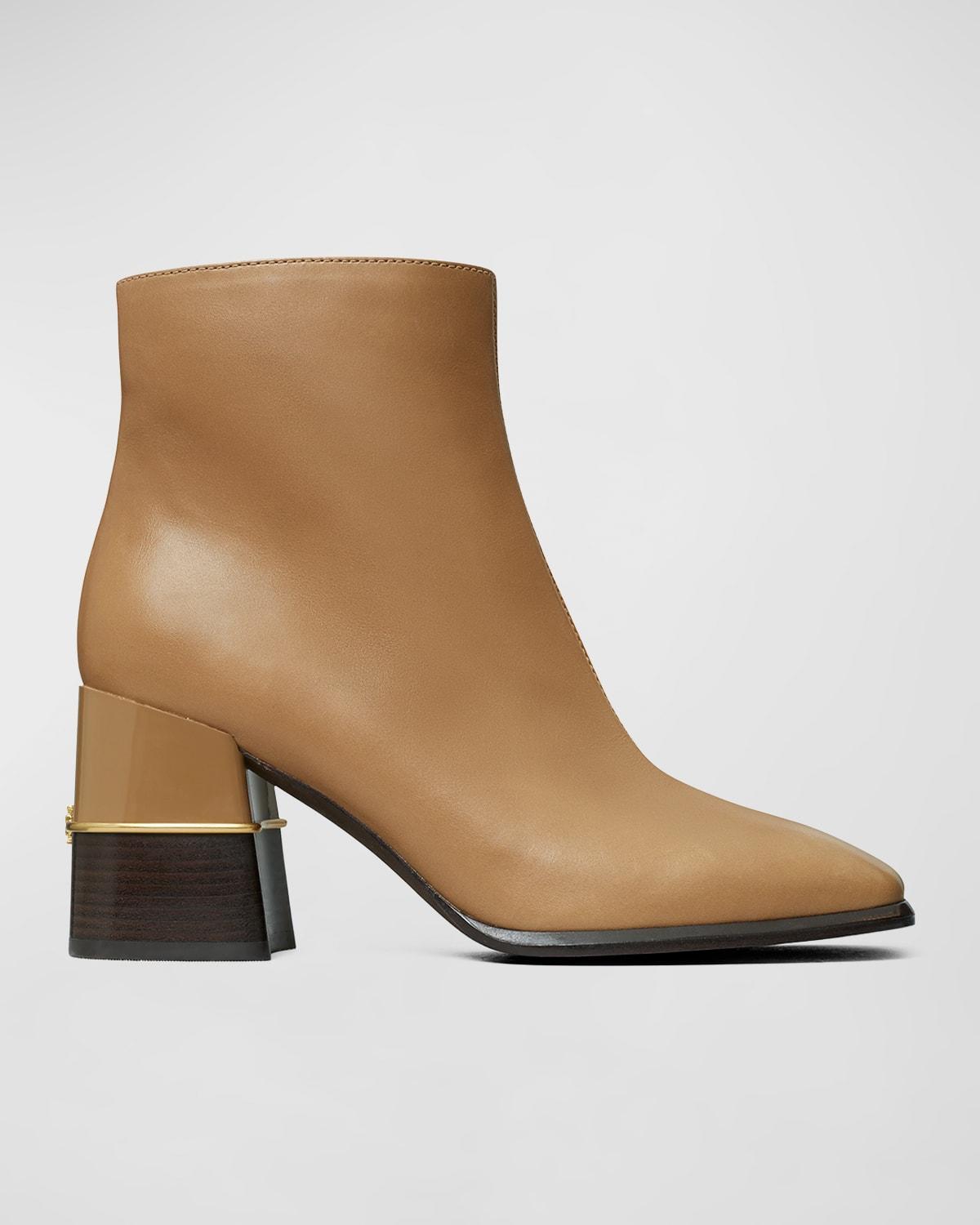 Tory Burch 75 mm Leather Ankle Boot (Almond Flour) Women's Boots Product Image