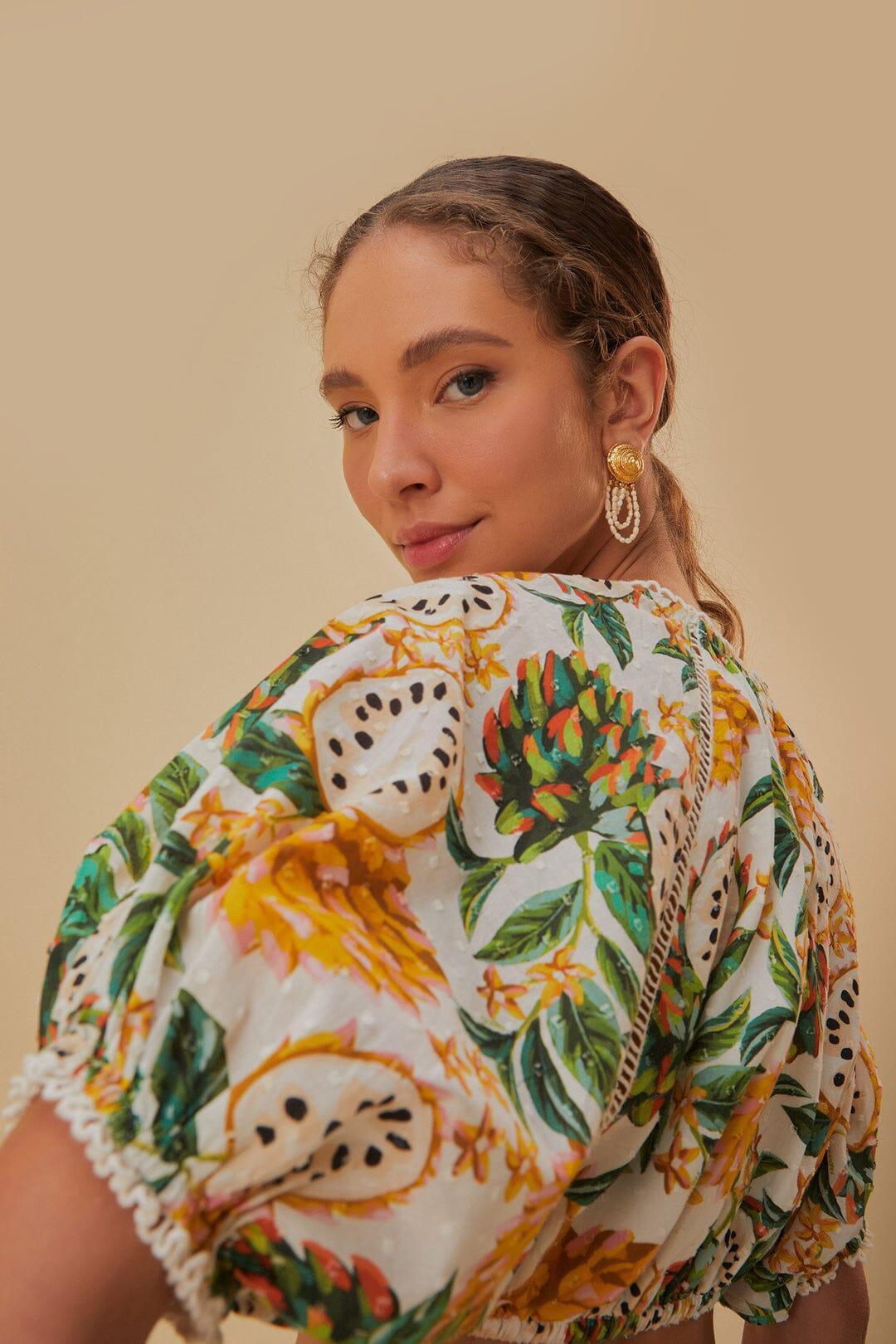 Womens Biriba Fruit Puff-Sleeve Crop Top Product Image