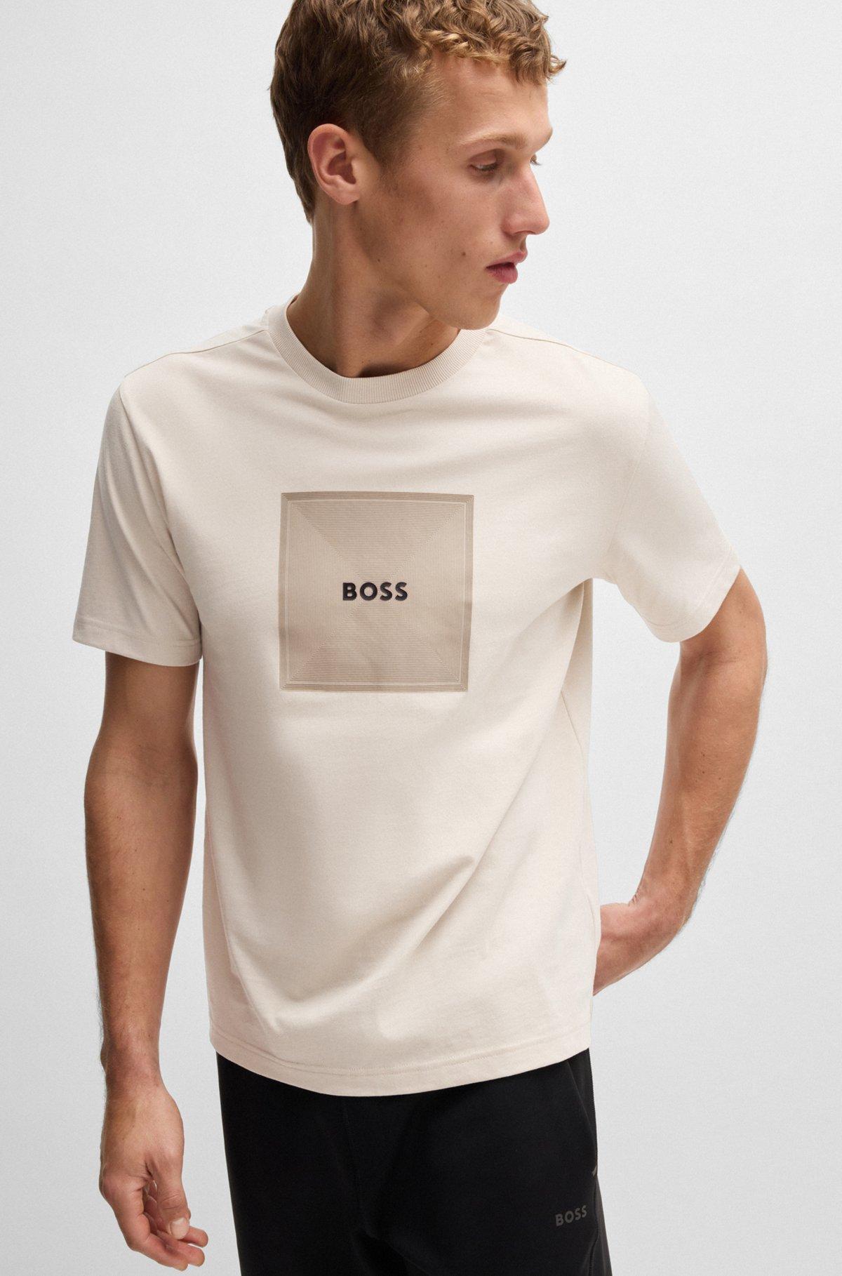 Cotton-jersey T-shirt with fineline logo artwork Product Image