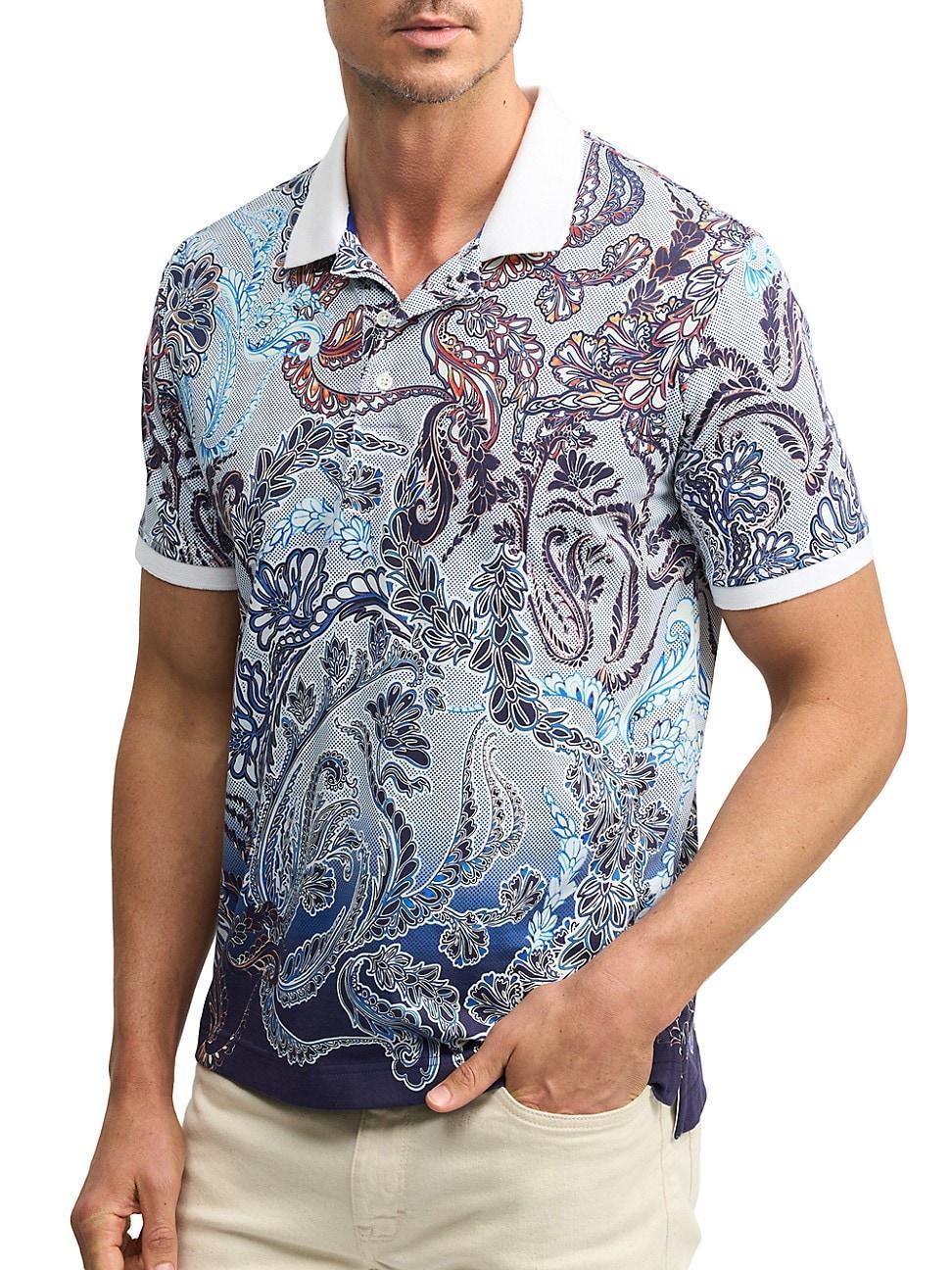 Mens Oslo Paisley Short-Sleeve Knit Polo Shirt Product Image