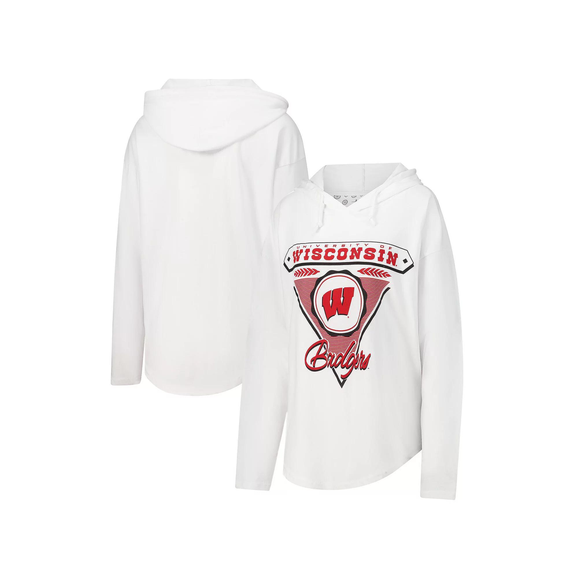 Women's Pressbox White Wisconsin Badgers San Bruno Hoodie Long Sleeve T-Shirt, Size: XL Product Image
