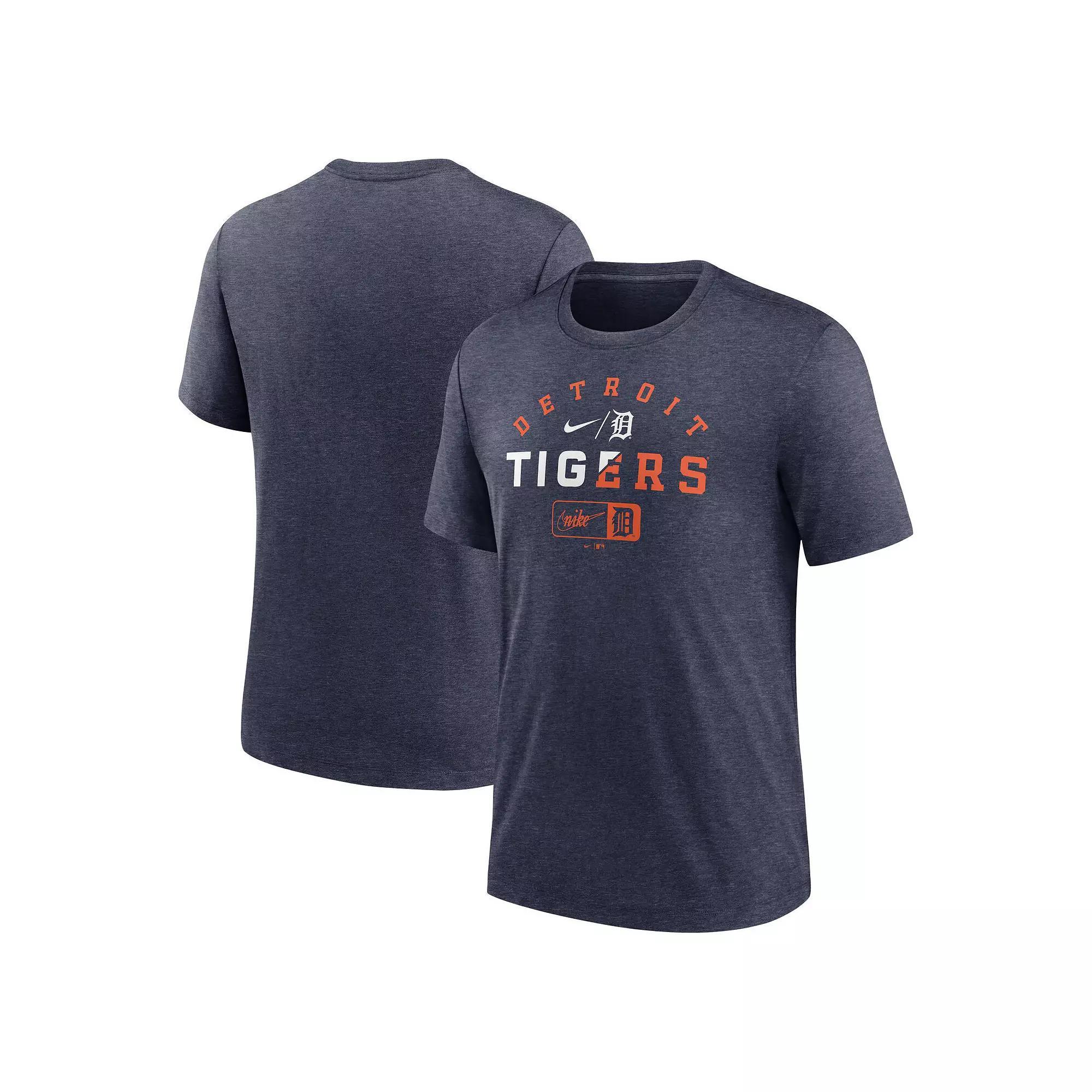 Men's Nike  Heather Navy Detroit Tigers Rewind Review Slash Tri-Blend T-Shirt, Size: Medium, Blue Product Image