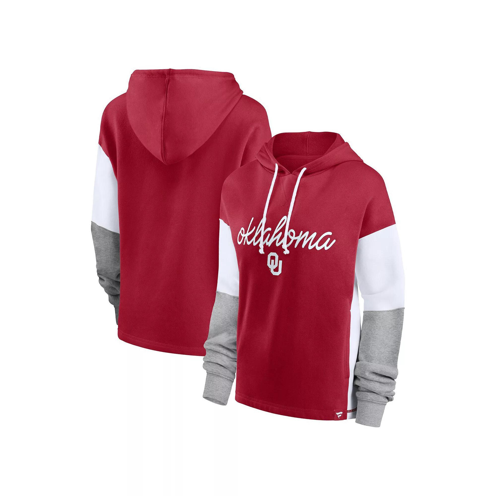 Womens Fanatics Branded Crimson Oklahoma Sooners Play It Safe Colorblock Pullover Hoodie Product Image