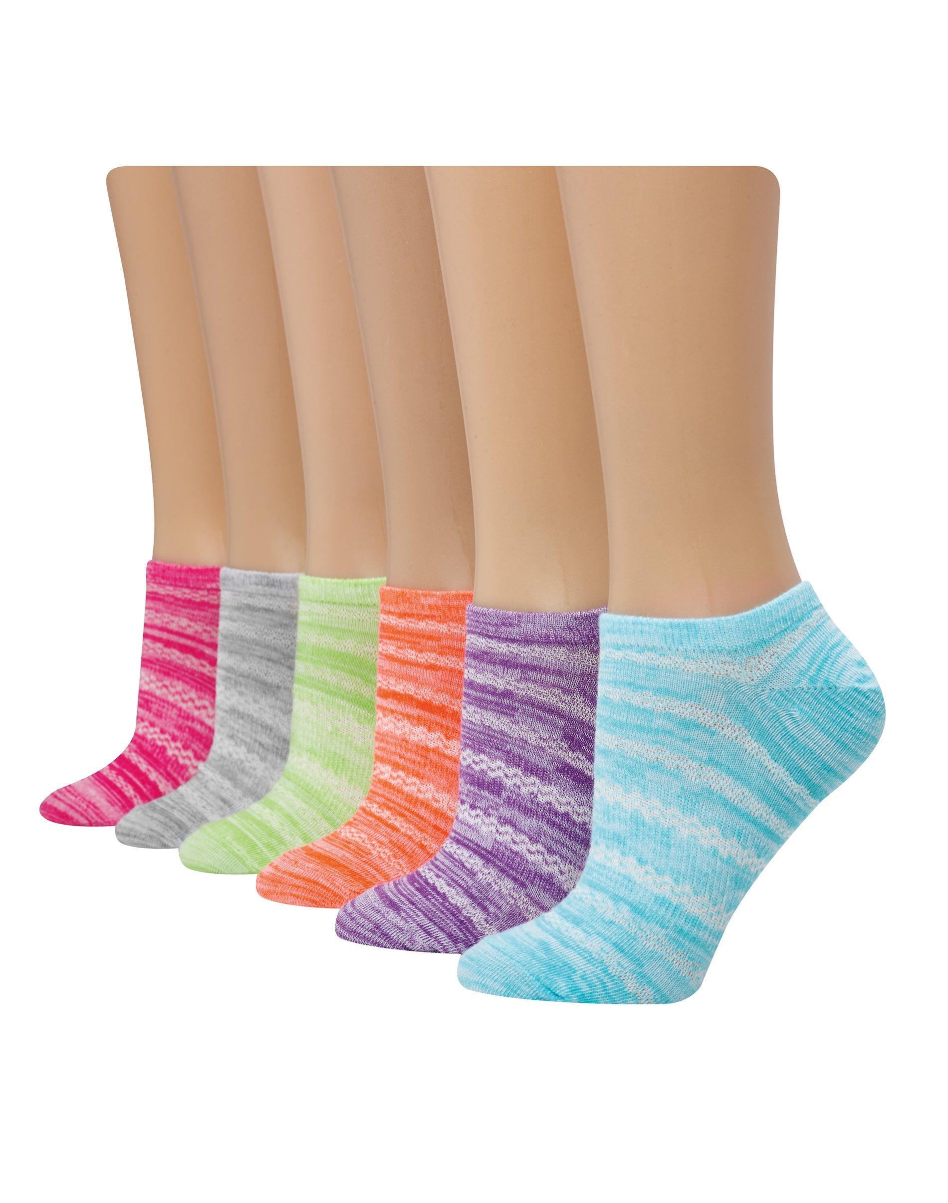 Hanes X-Temp Womens Super No Show Socks, Shoe Sizes 5-9, 6-Pairs Gray/Black Product Image
