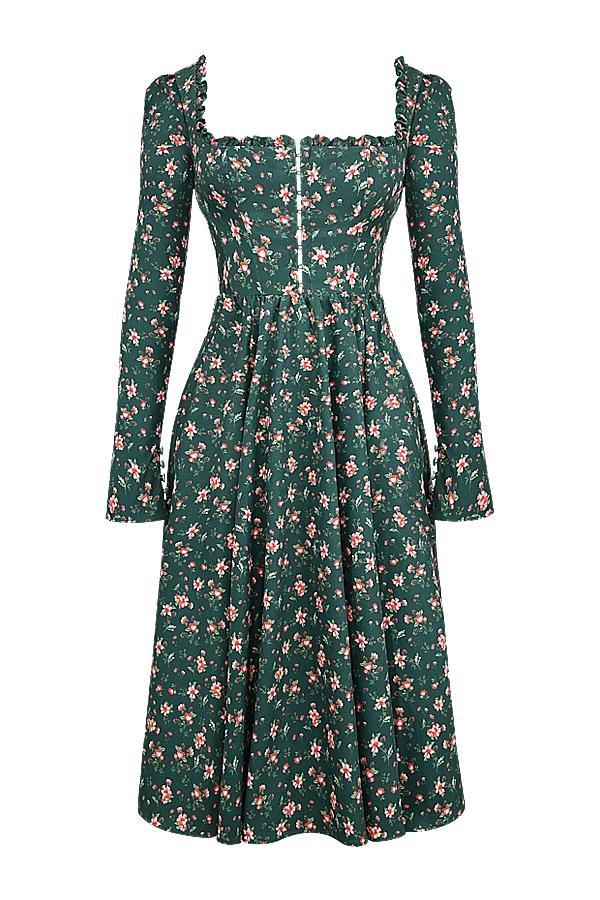 Delia Green Floral Print Midi Dress Product Image